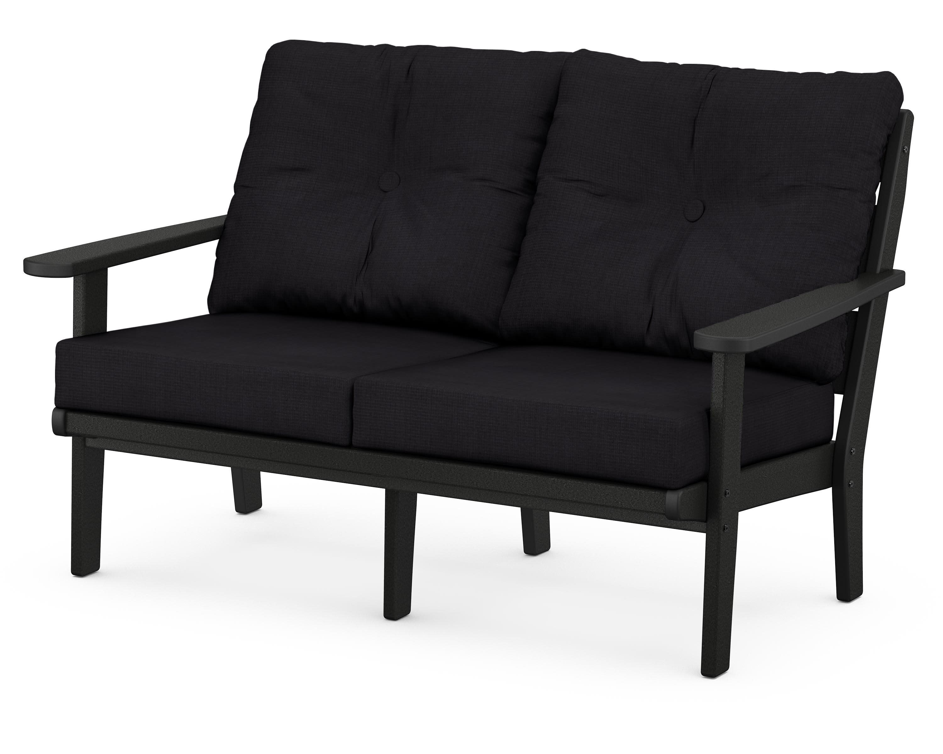 Lakeside Deep Seating Loveseat in Black / Midnight Linen