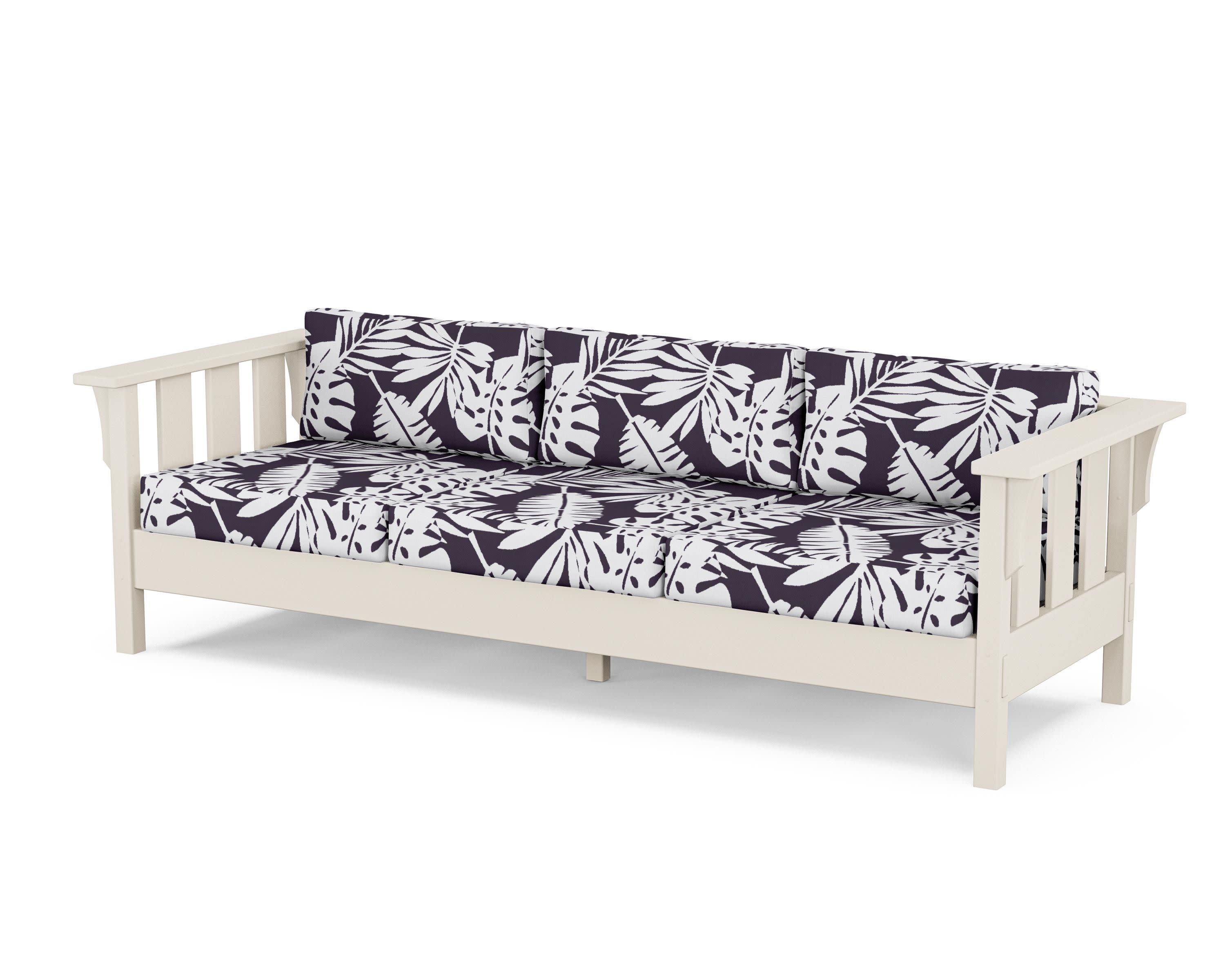 Acadia Deep Seating Sofa in Sand / Leaf Navy