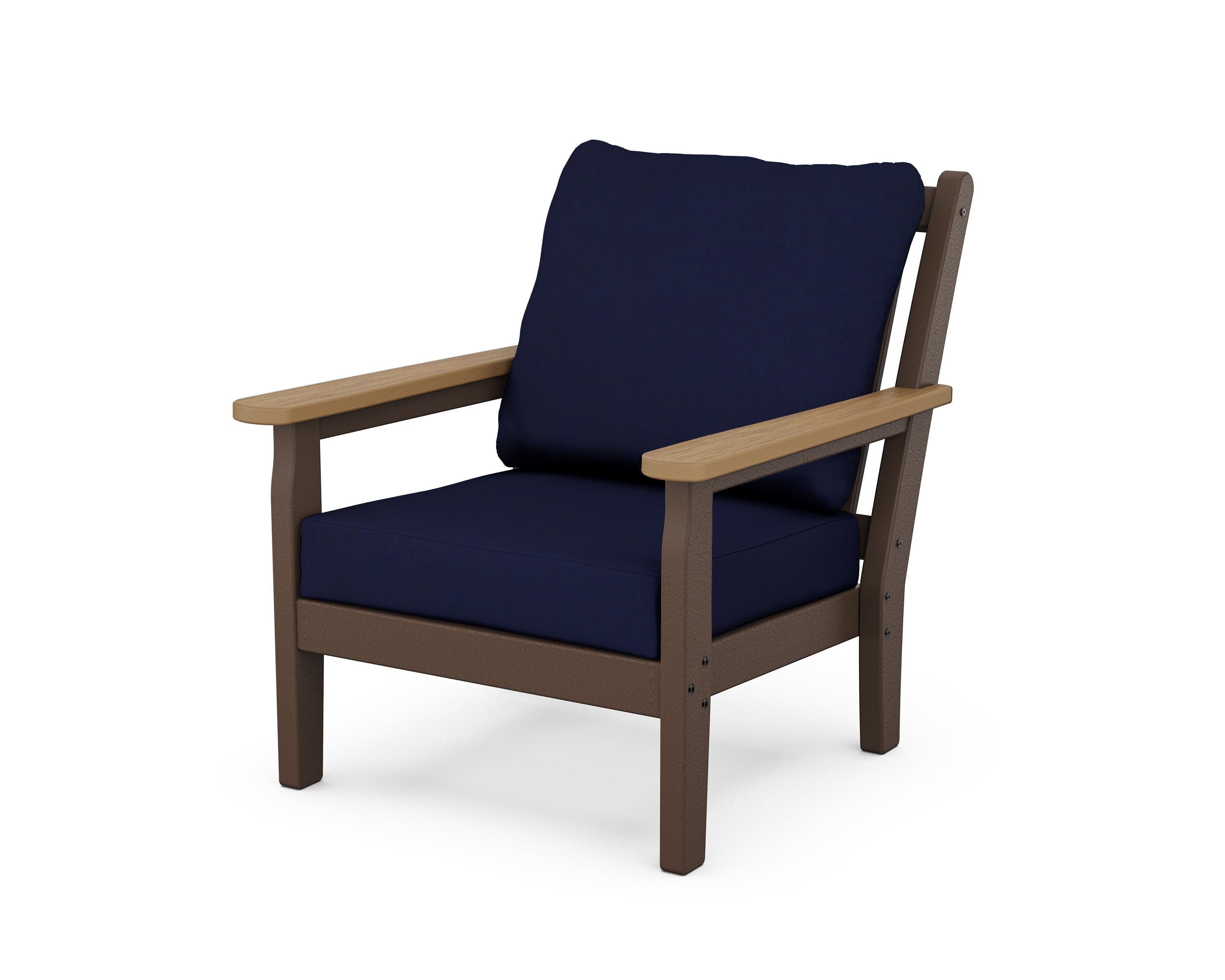 Chippendale Deep Seating Chair in Mahogany / Natural / Navy