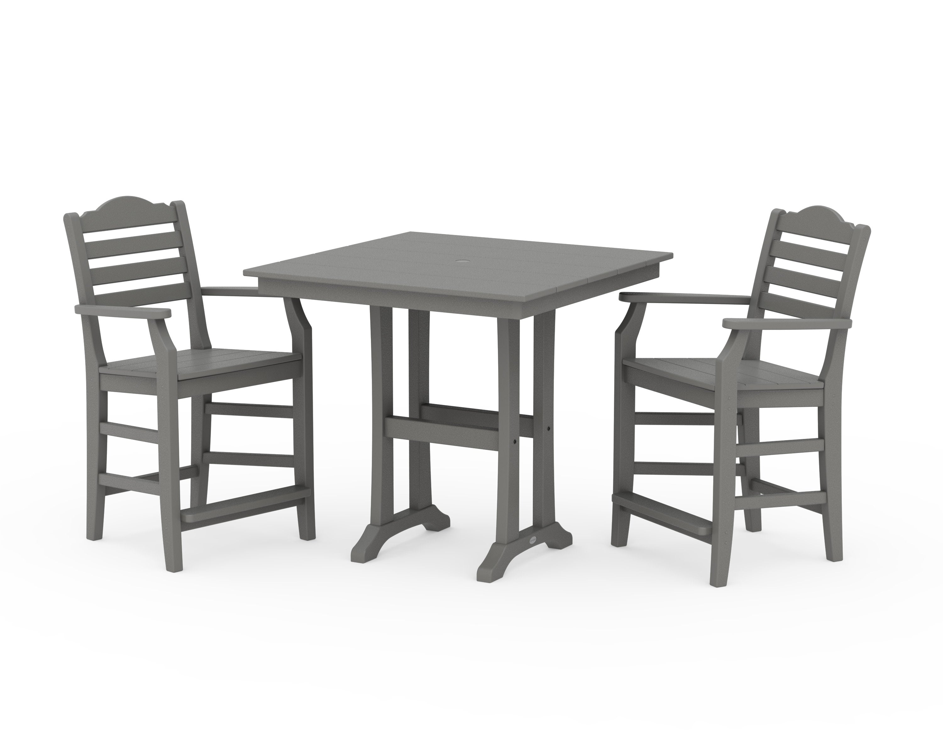 Savannah 3-Piece Farmhouse Counter Set with Trestle Legs in Slate Grey