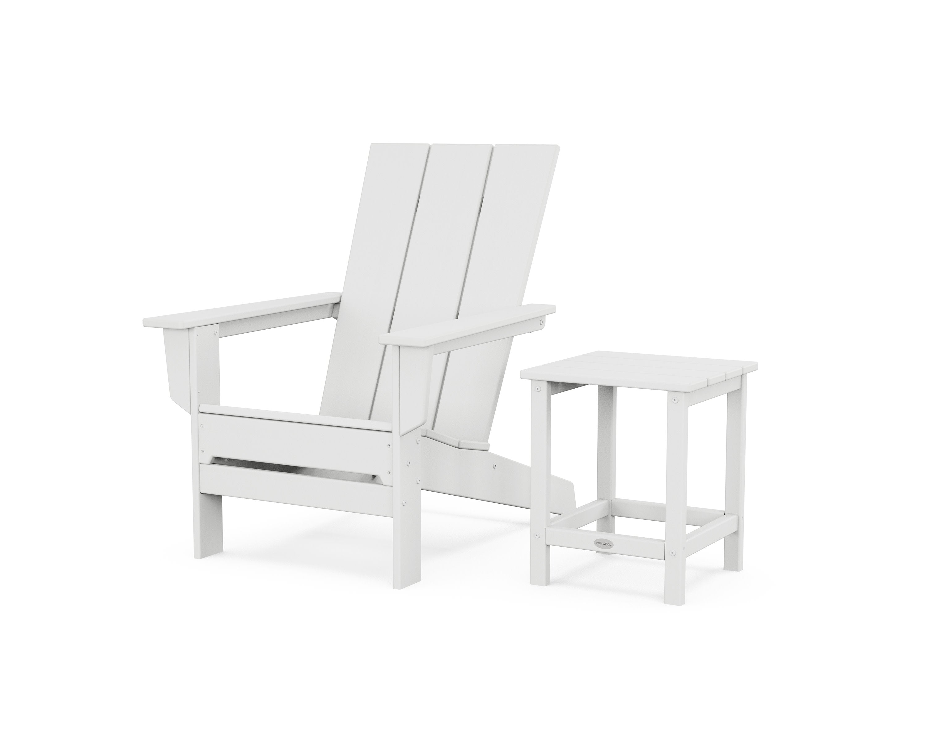 Modern Studio Adirondack Chair with Side Table in White