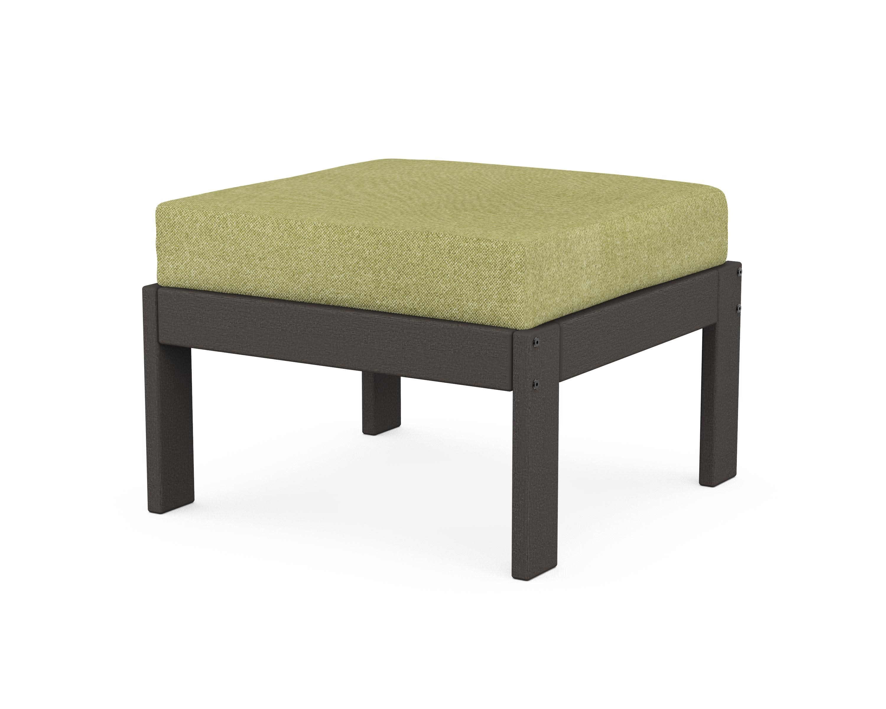 Vineyard Modular Ottoman in Vintage Coffee / Chartreuse Boucle