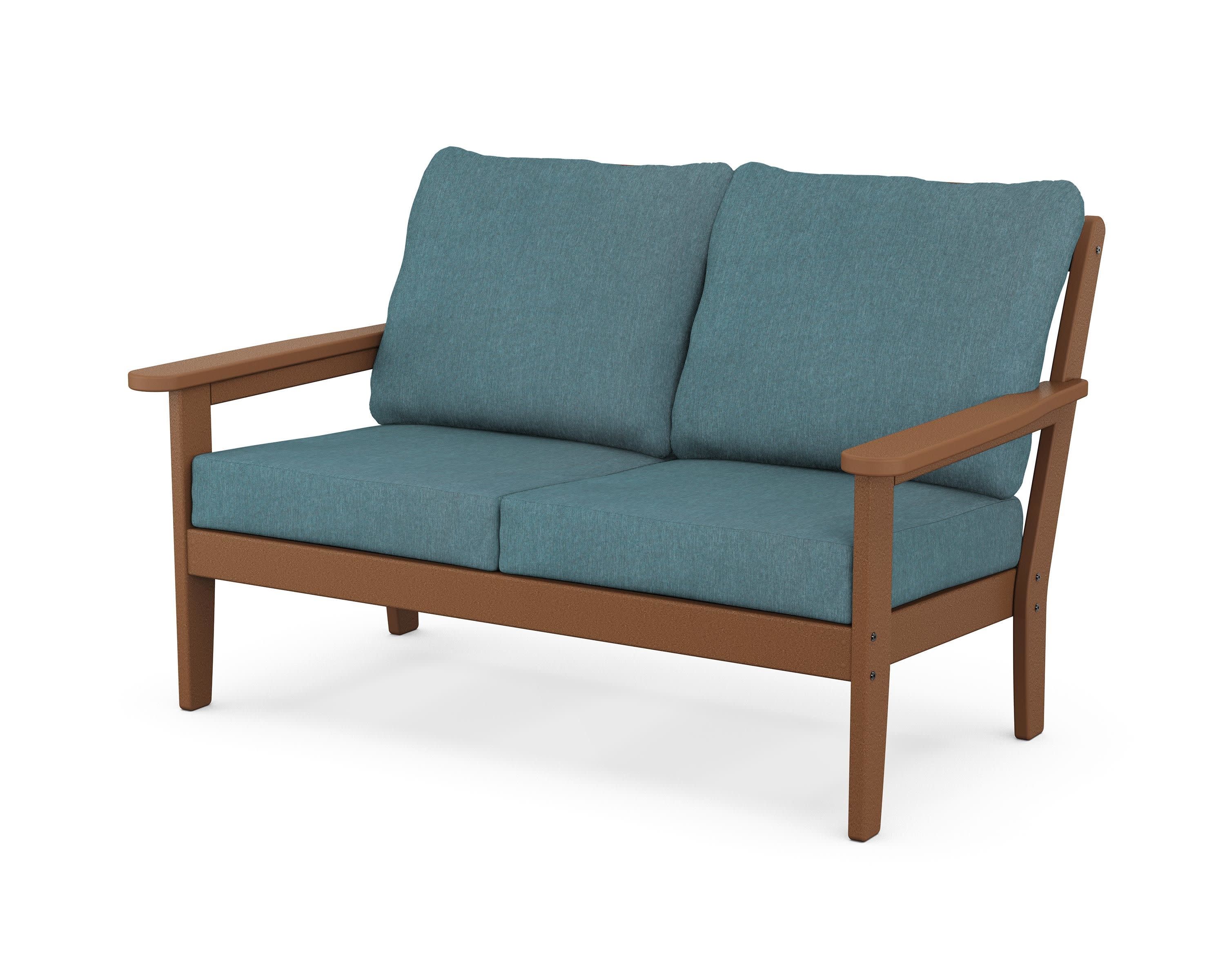 Cottage Deep Seating Loveseat in Teak / Ocean Teal