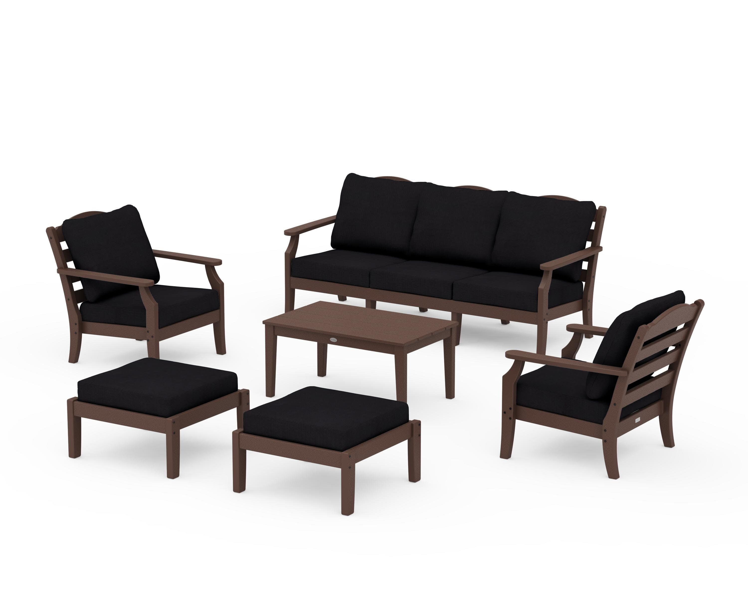 Savannah 6-Piece Lounge Sofa Set in Mahogany / Midnight Linen