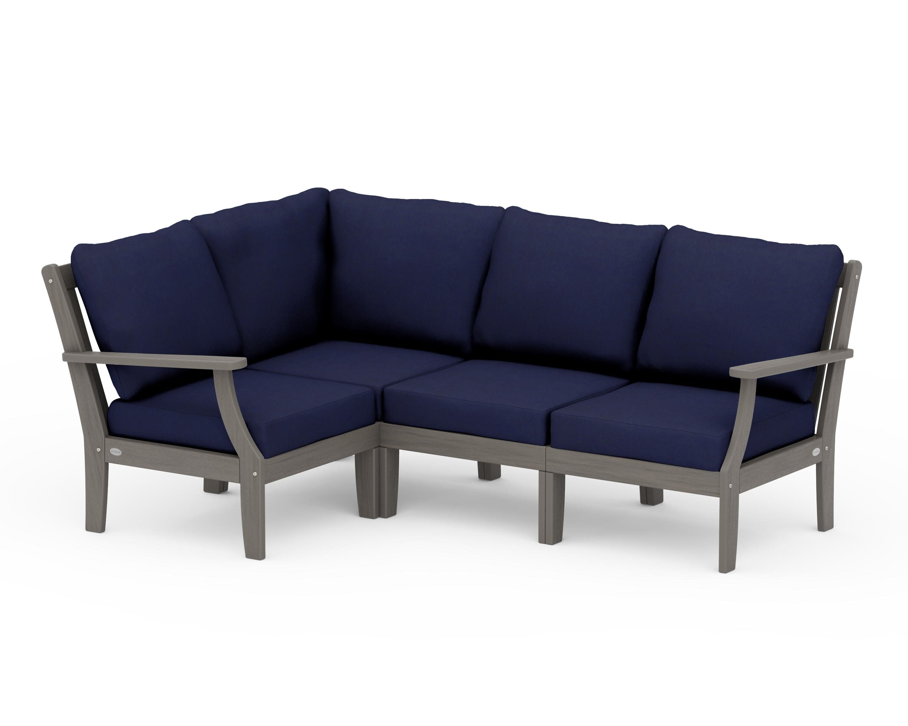 Braxton Modular 4-Piece Deep Seating Set in Driftwood / Navy