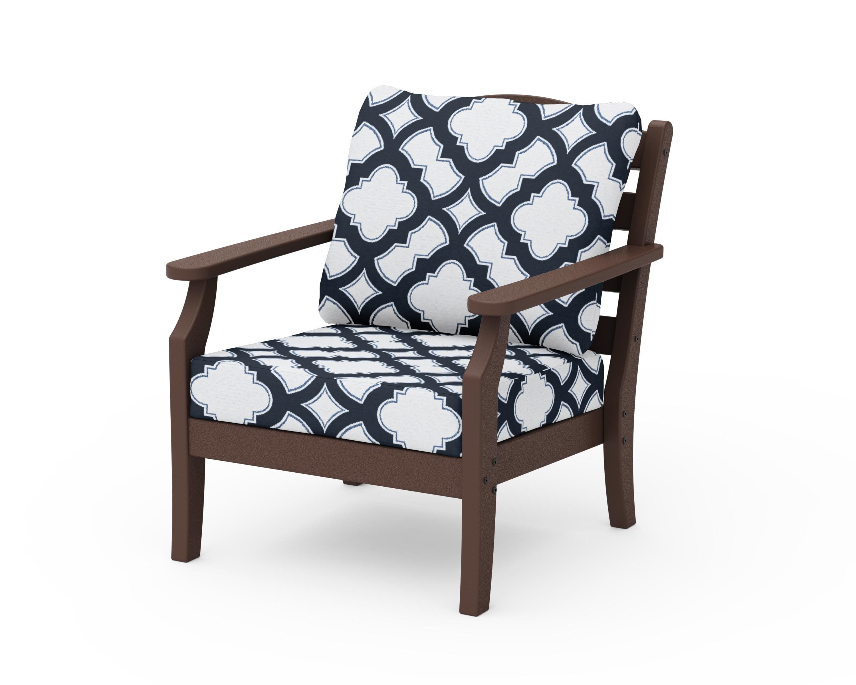 Savannah Deep Seating Chair in Mahogany / Trellis Marine Indigo