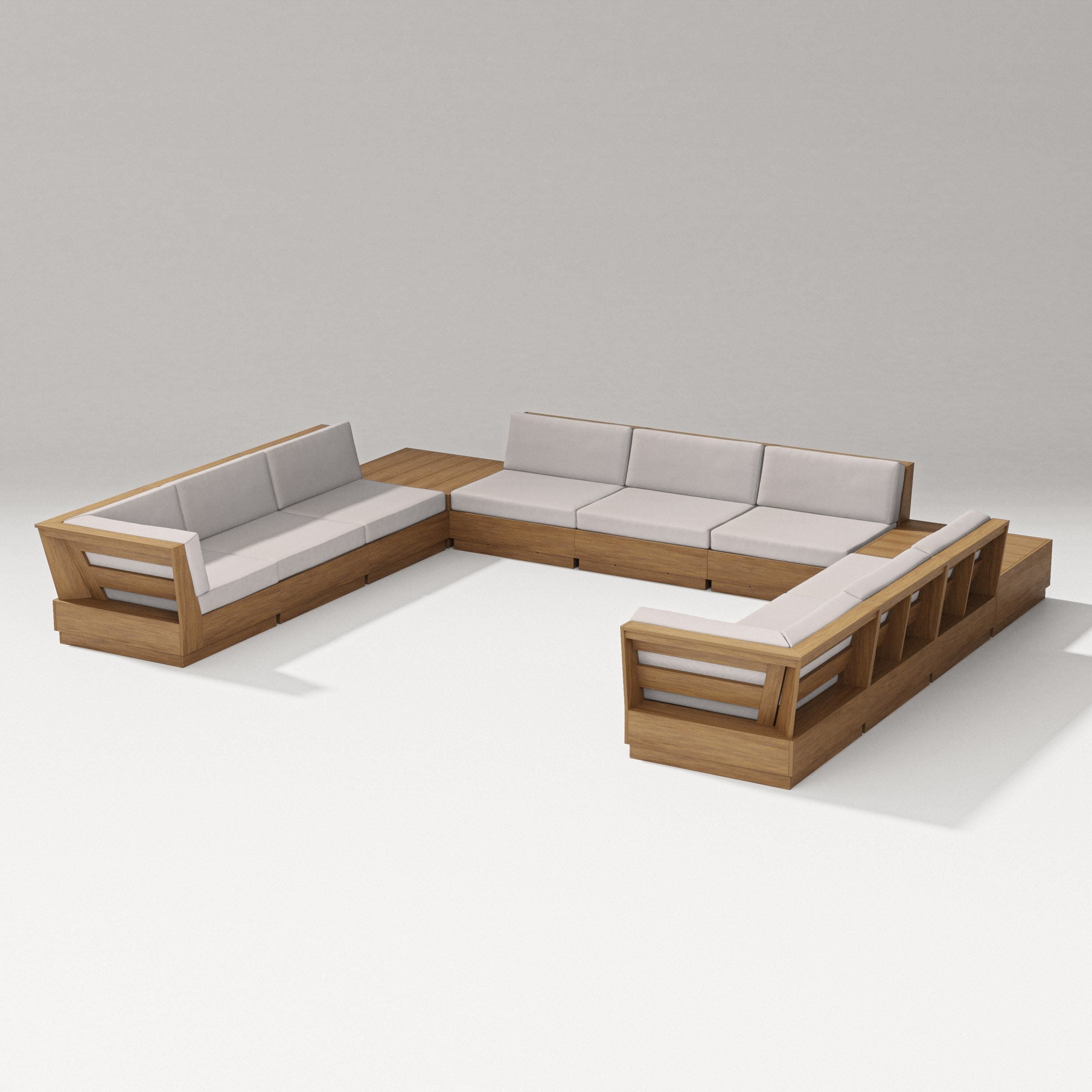 Elevate 11-Piece U-Shaped Sofa Sectional in Natural / Dune Burlap