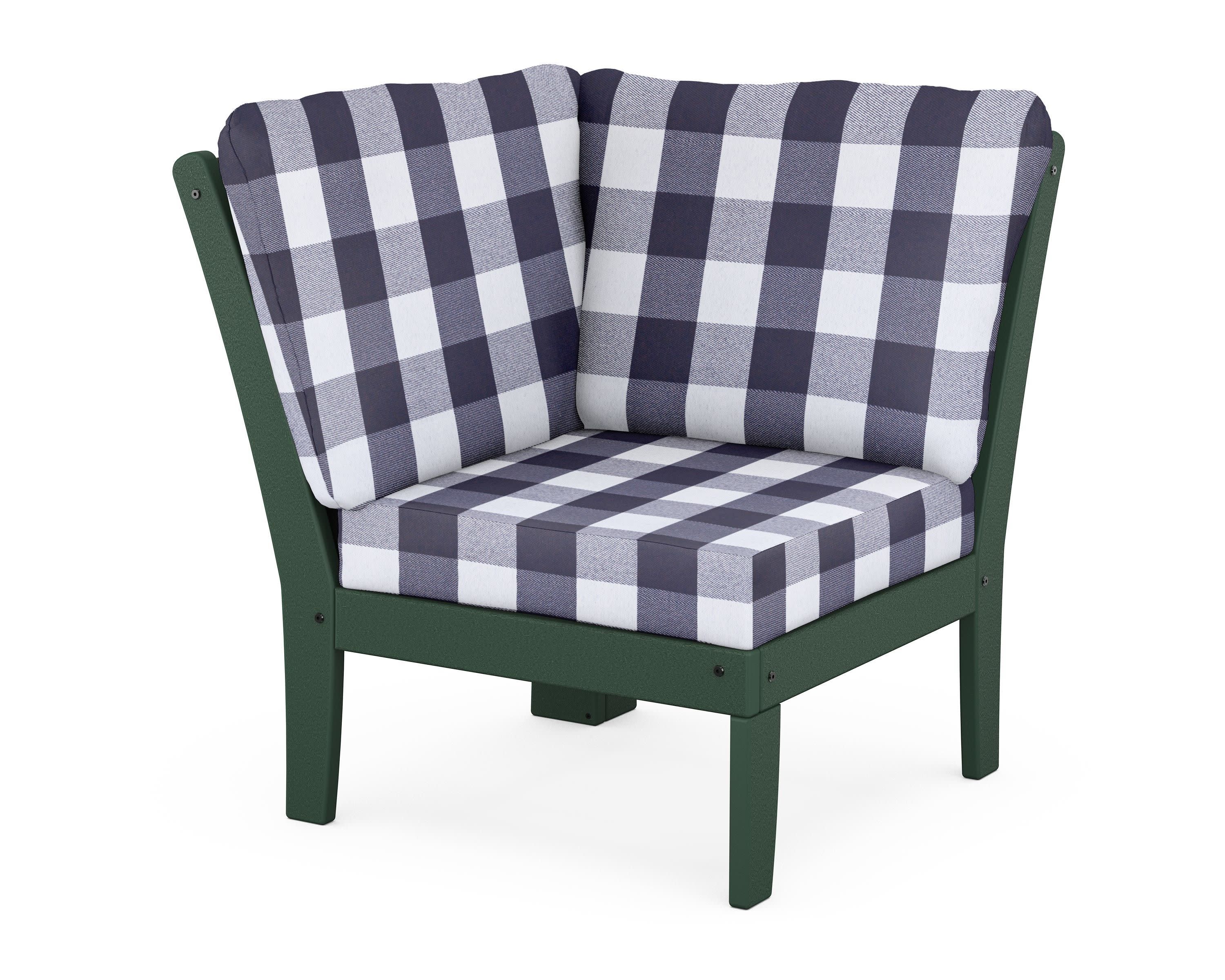 Braxton Modular Corner Chair in Green / Buffalo Plaid Navy