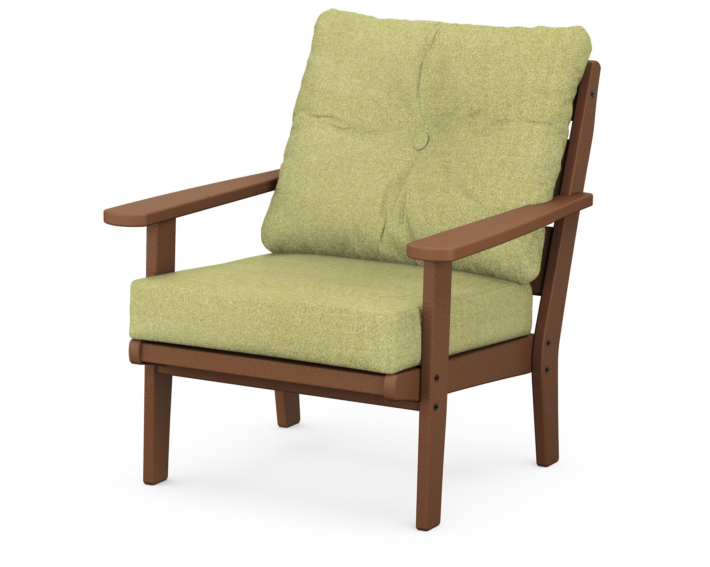 Lakeside Deep Seating Chair in Teak / Chartreuse Boucle