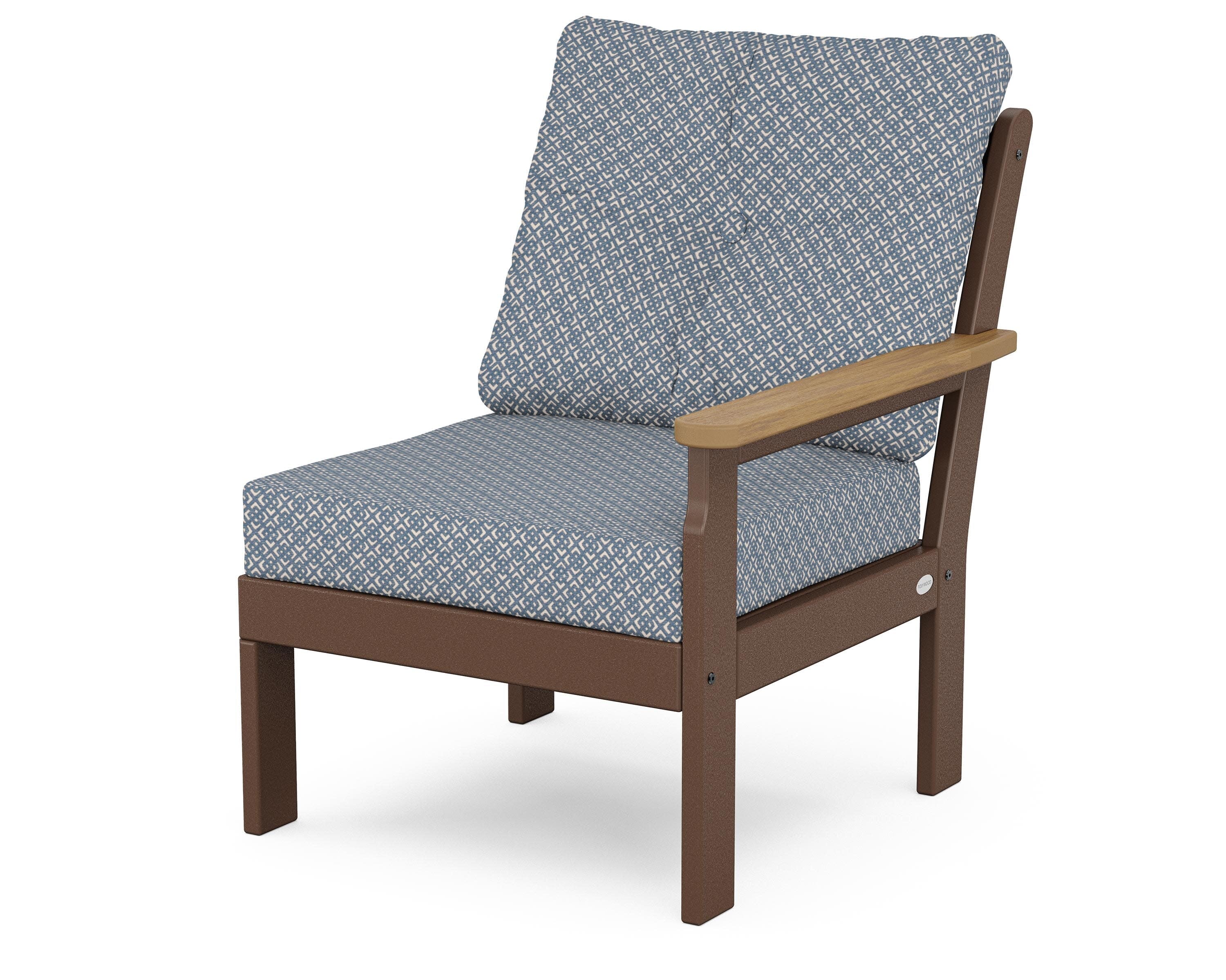 Vineyard Modular Right Arm Chair in Mahogany / Natural / Hopscotch