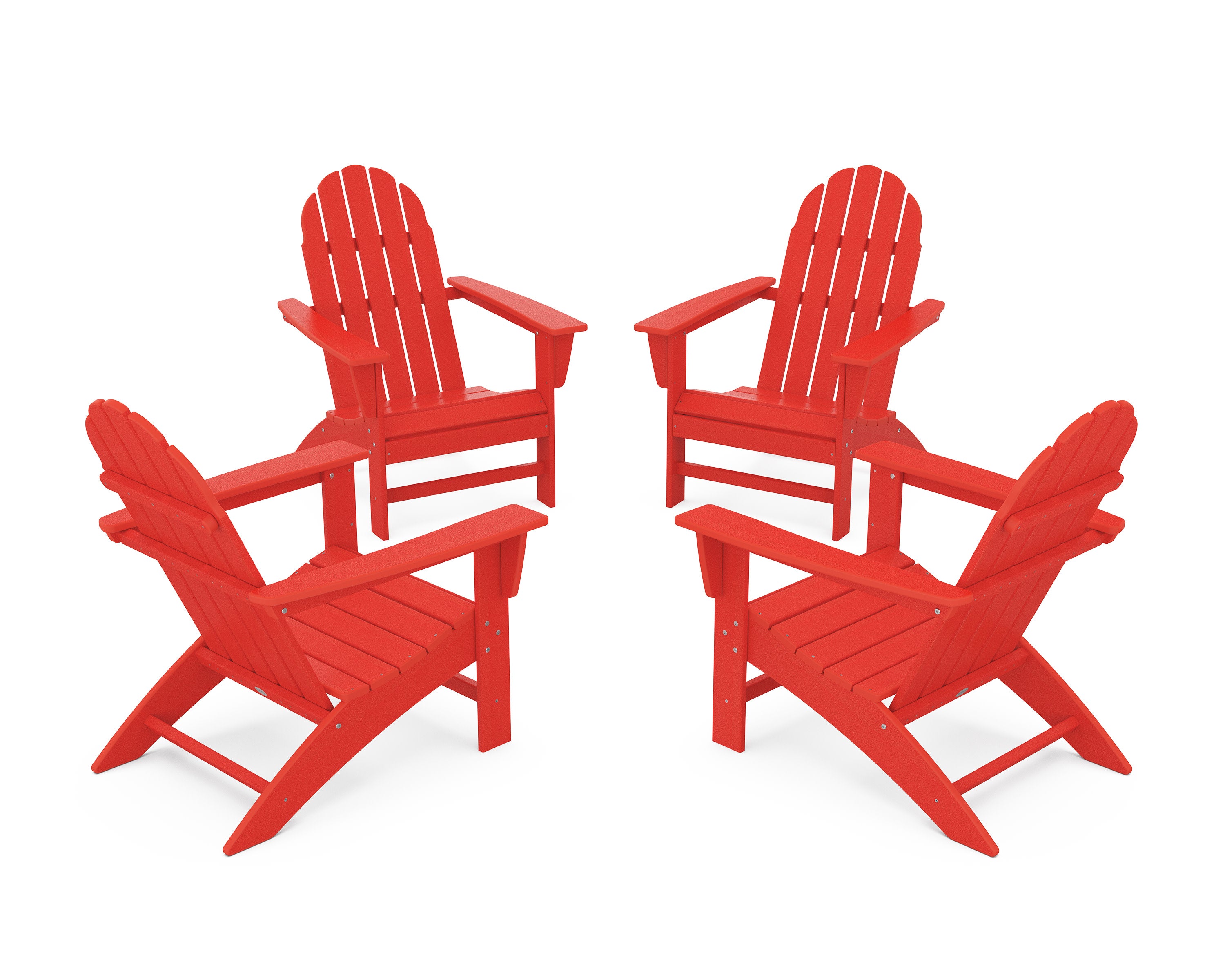 Vineyard 4-Piece Adirondack Conversation Set in Sunset Red