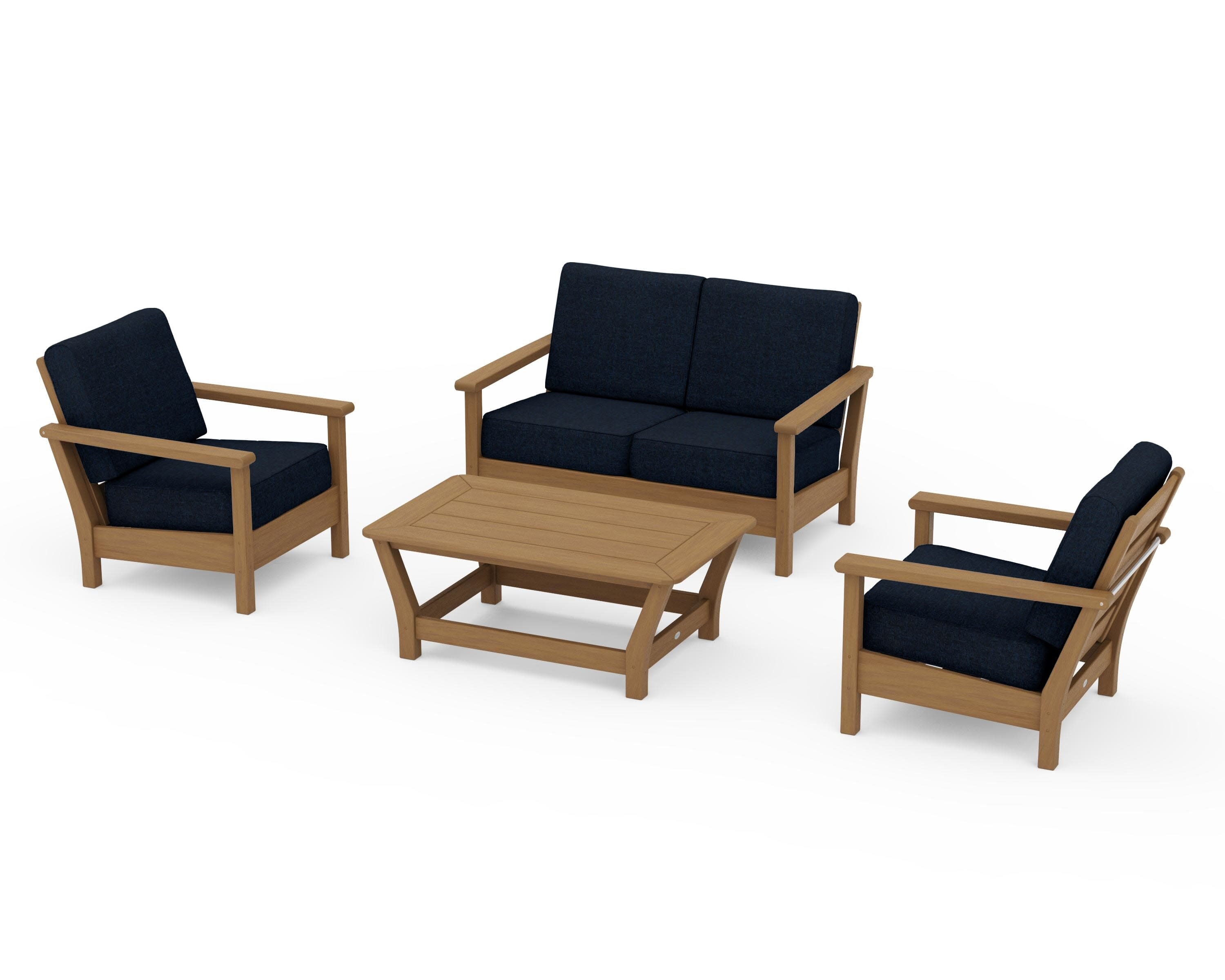 Harbour 4-Piece Deep Seating Set in Natural / Marine Indigo