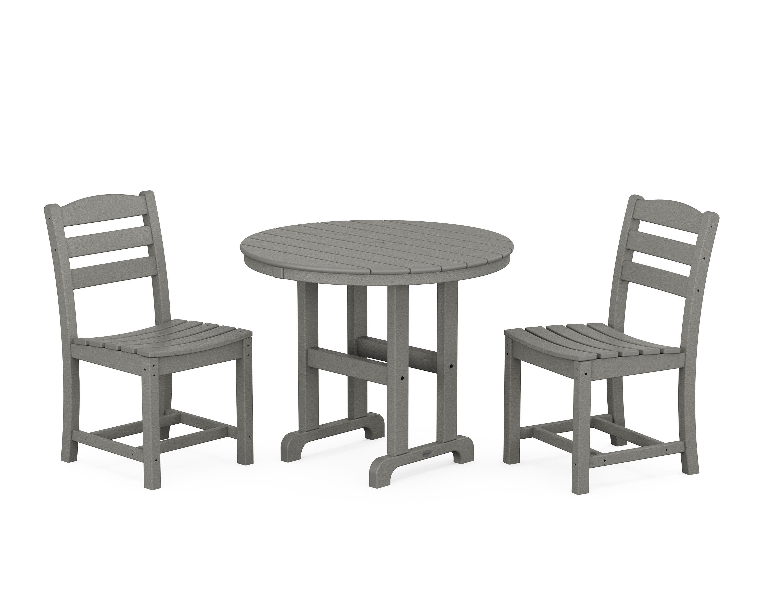 La Casa Caf Side Chair 3-Piece Round Dining Set in Slate Grey