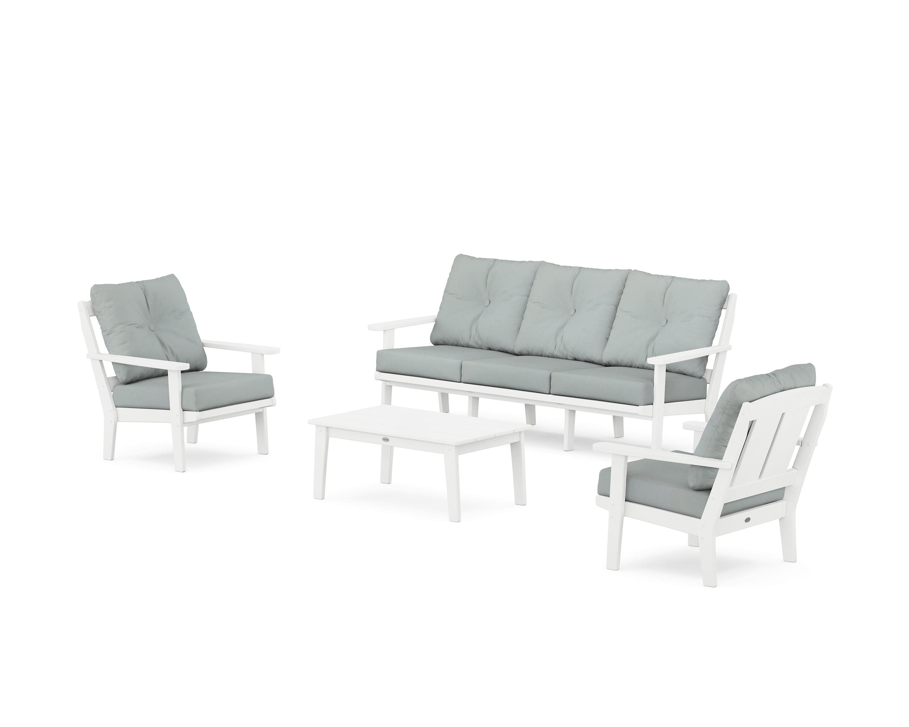 Mission 4-Piece Deep Seating Set with Sofa in White / Spa