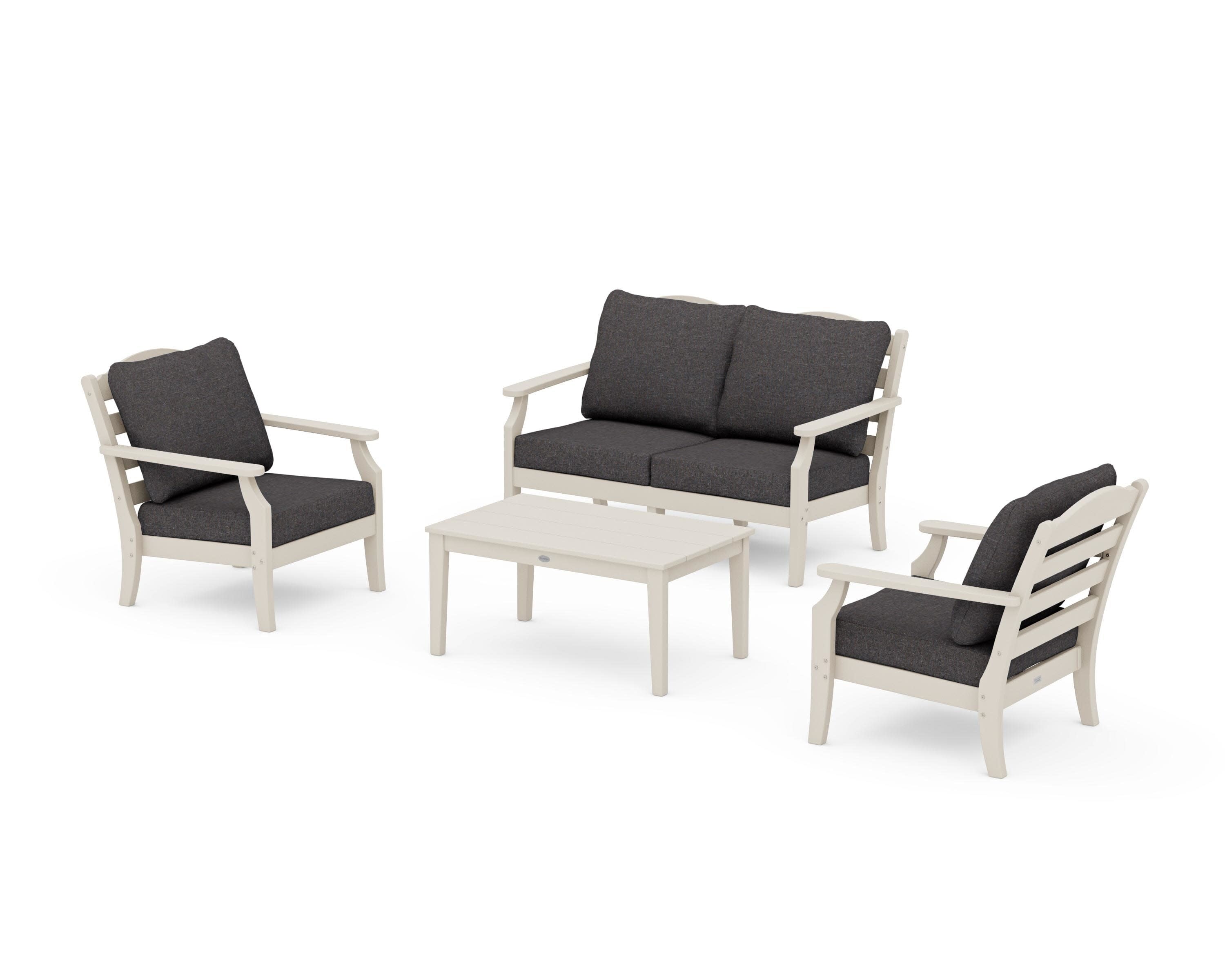 Savannah 4-Piece Deep Seating Set with Loveseat in Sand / Ash Charcoal