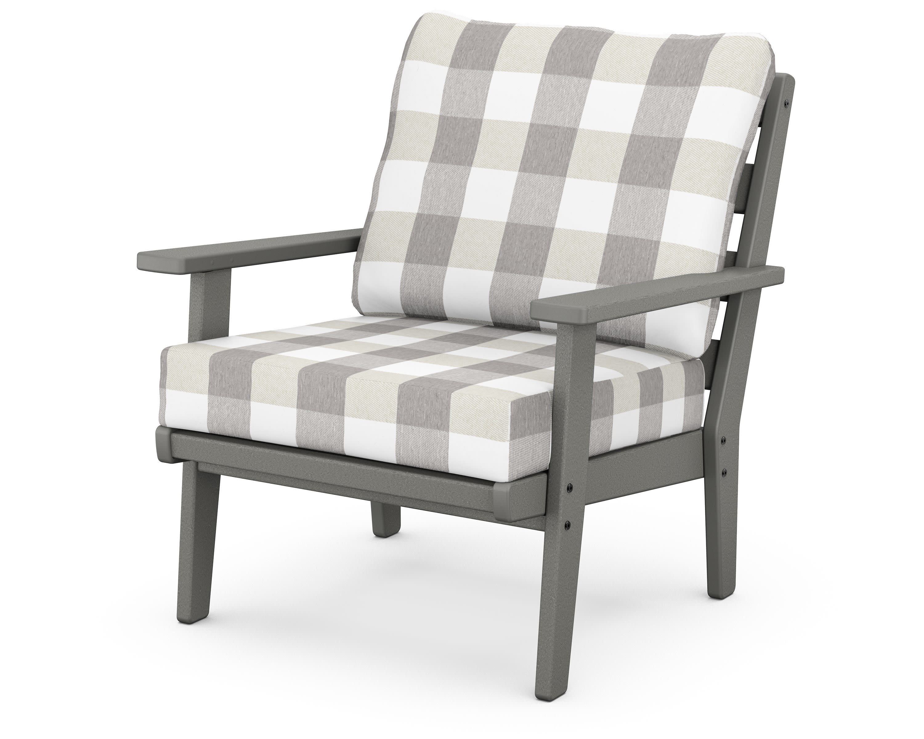 Grant Park Deep Seating Chair in Slate Grey / Buffalo Plaid Grey Mist
