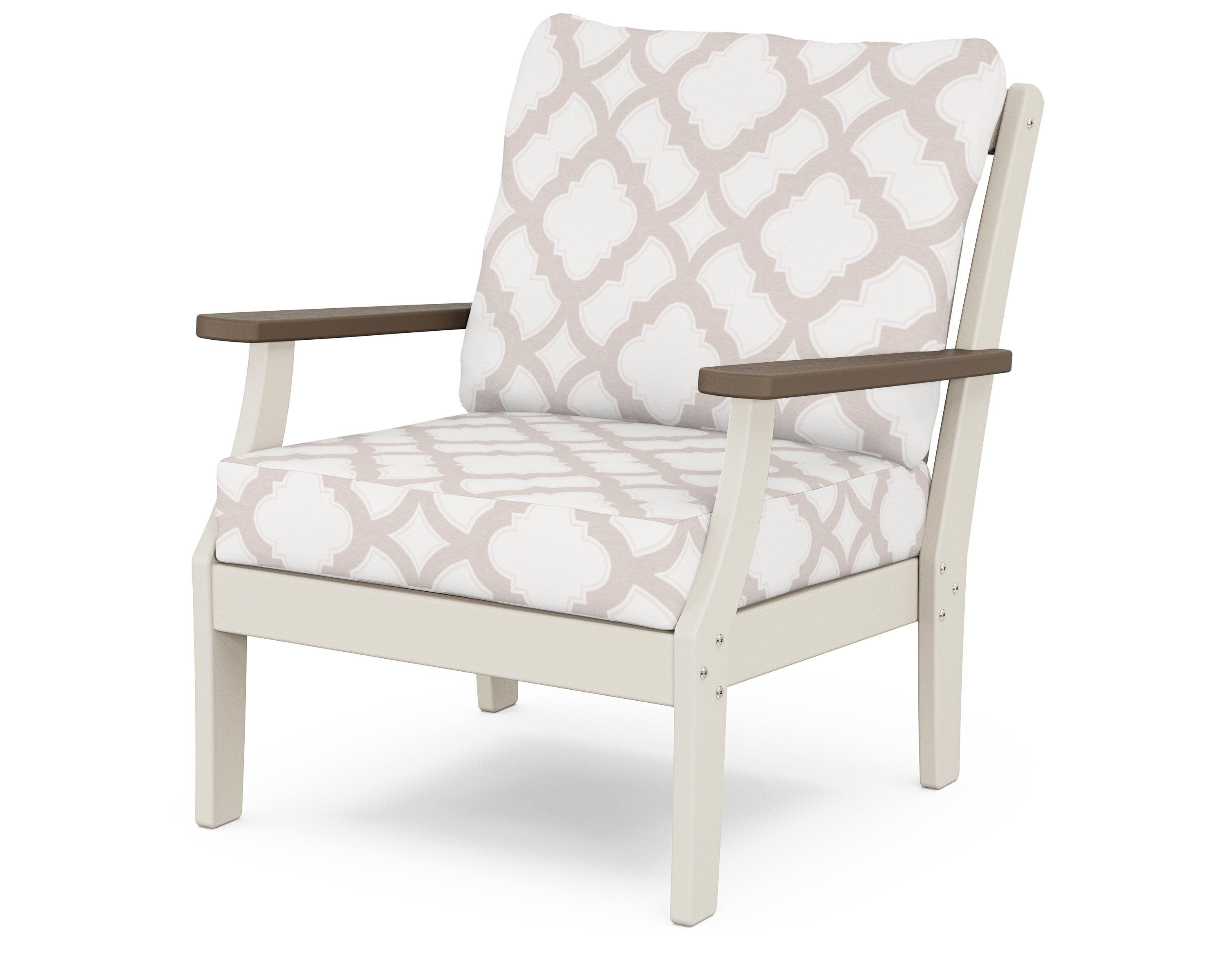 Braxton Deep Seating Chair in Sand / Kona / Trellis Dune Burlap