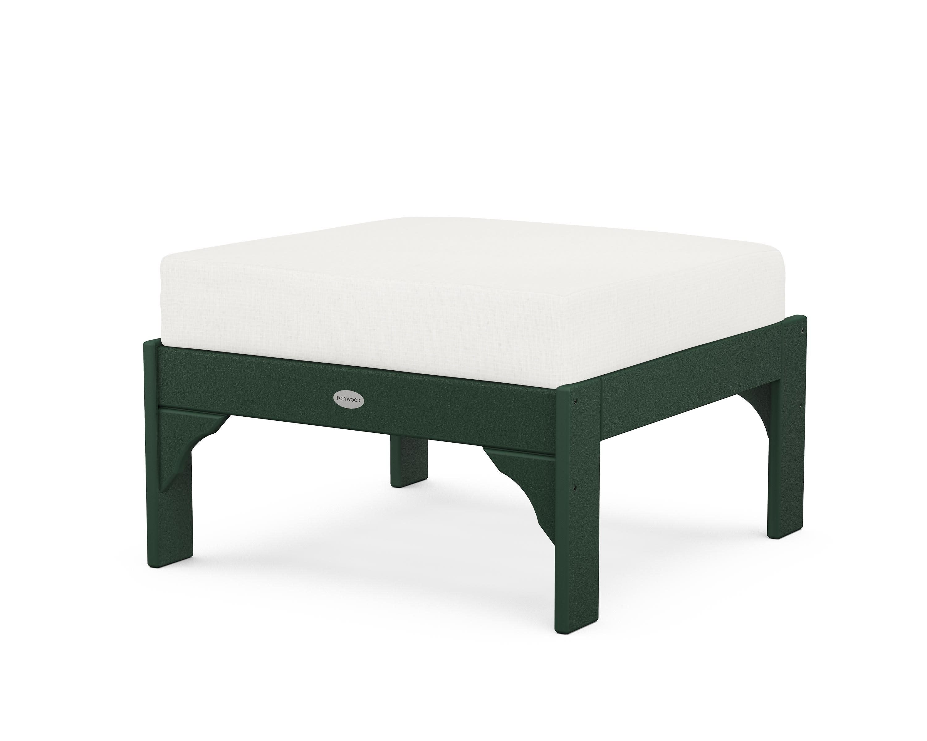 Vineyard Deep Seating Ottoman in Green / Natural Linen