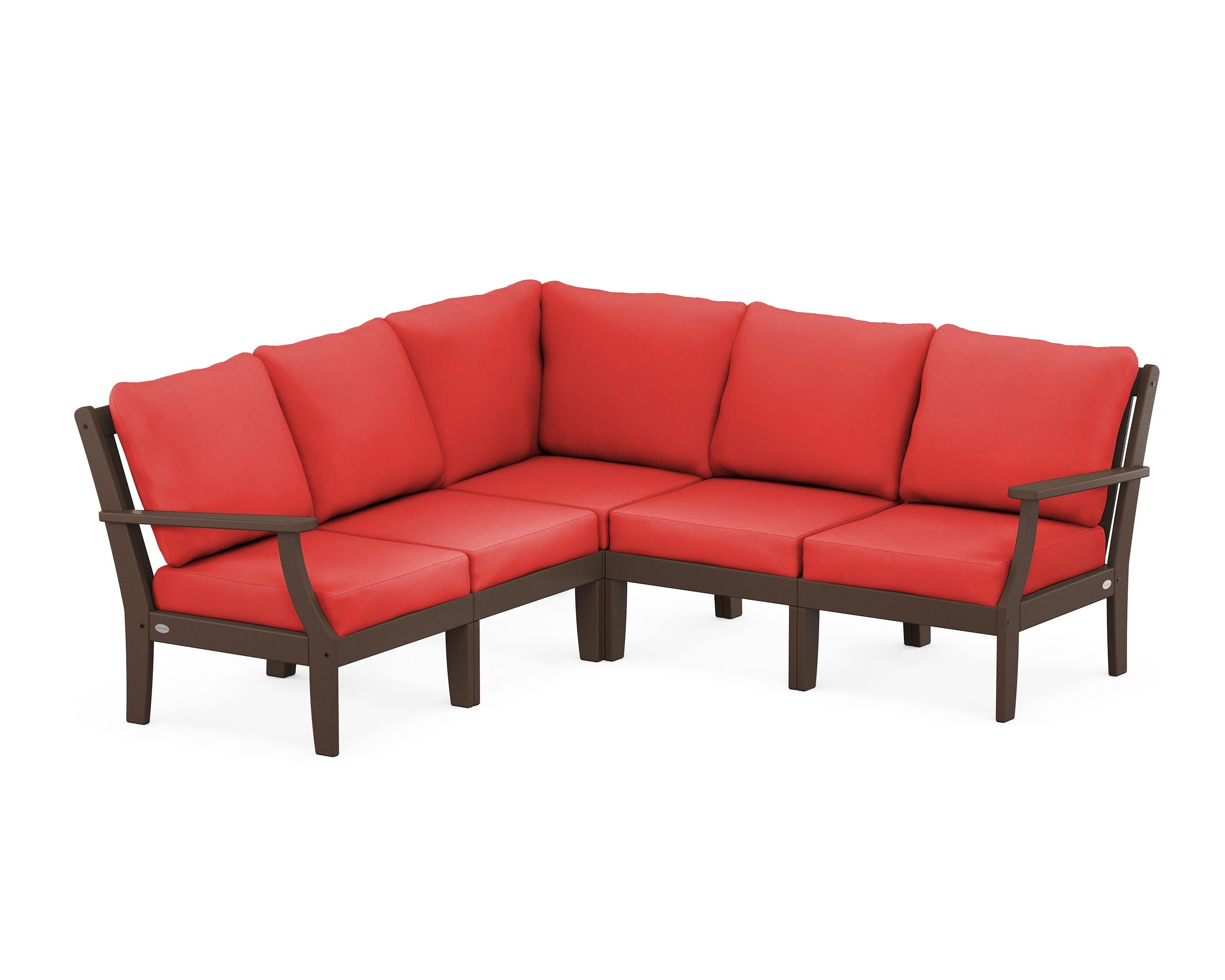 Braxton Modular 5-Piece Deep Seating Set in Mahogany / Crimson Linen