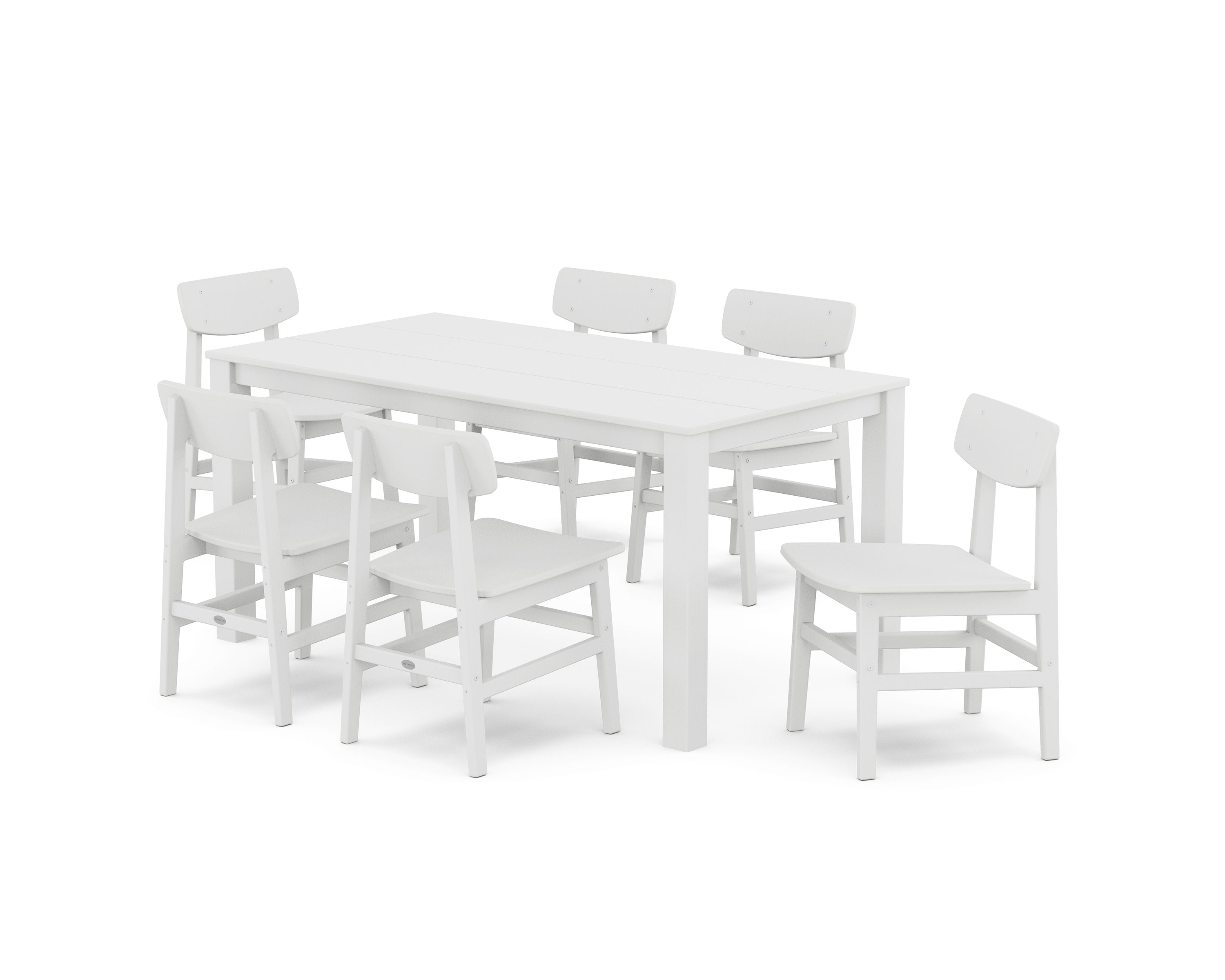 Modern Studio Urban Chair 7-Piece Parsons Table Dining Set in White