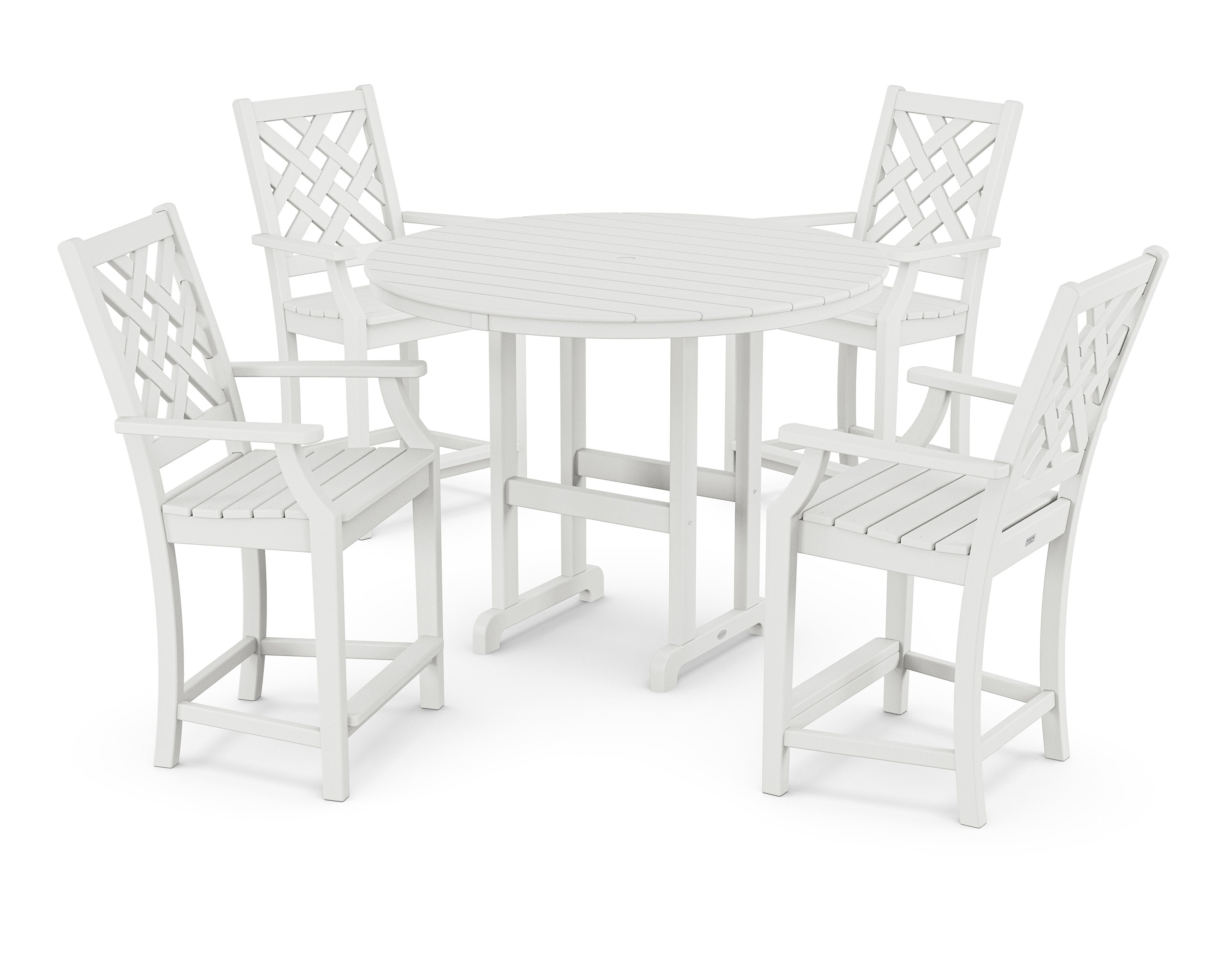 Wovendale 5-Piece Round Farmhouse Counter Set in White