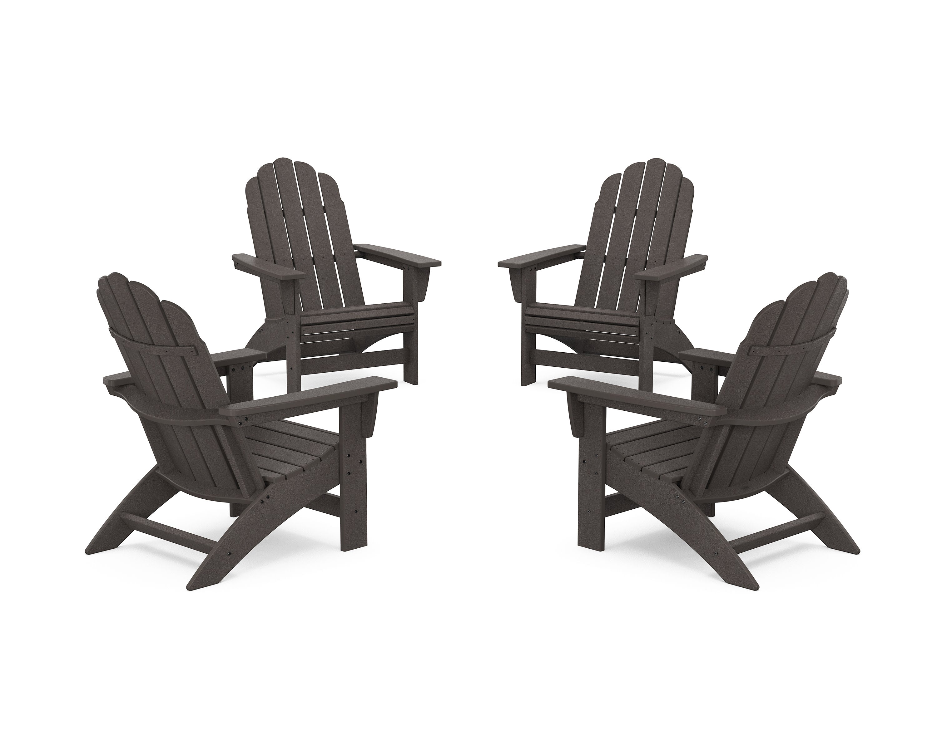 4-Piece Vineyard Grand Adirondack Chair Conversation Set in Vintage Coffee