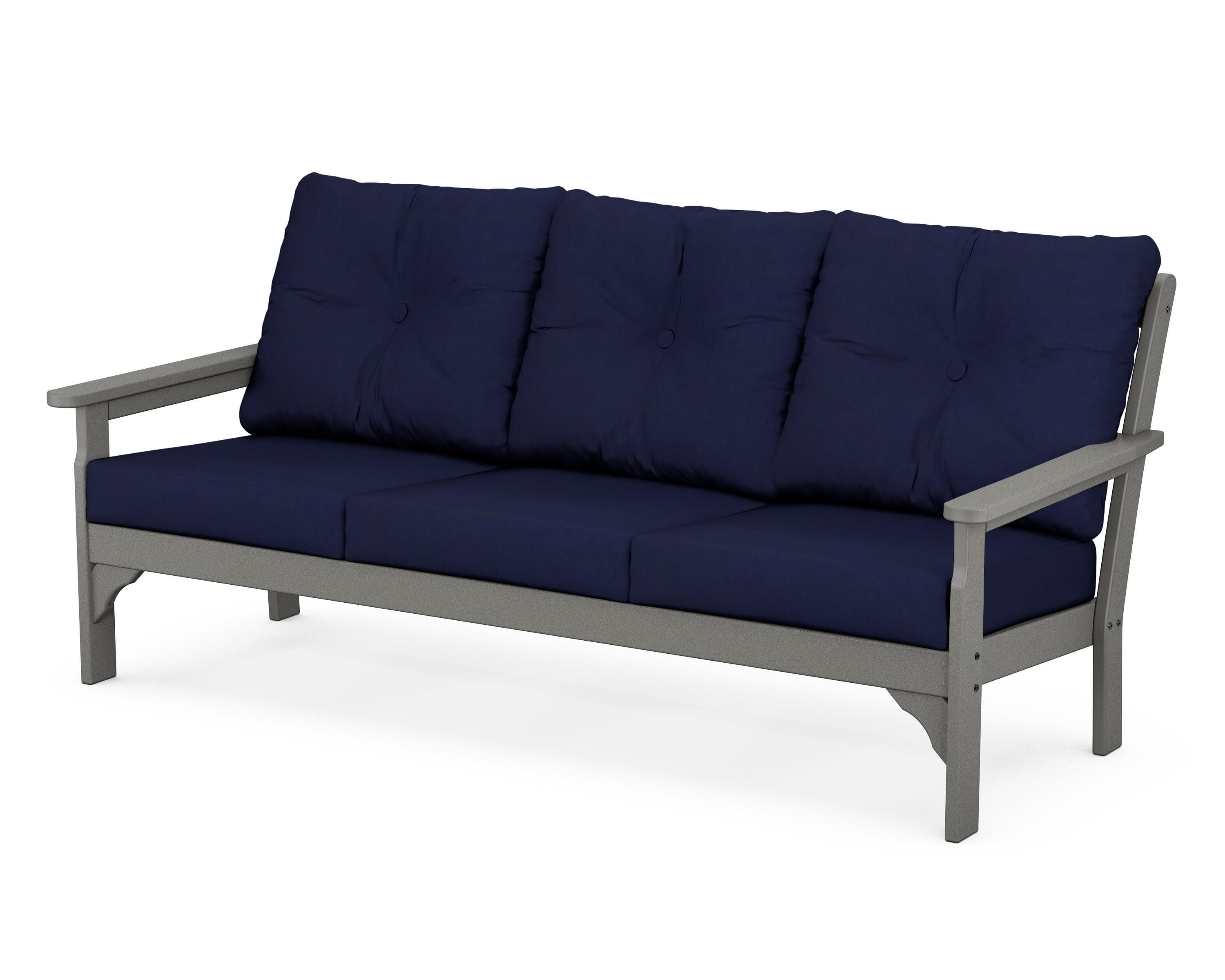 Vineyard Deep Seating Sofa in Slate Grey / Navy