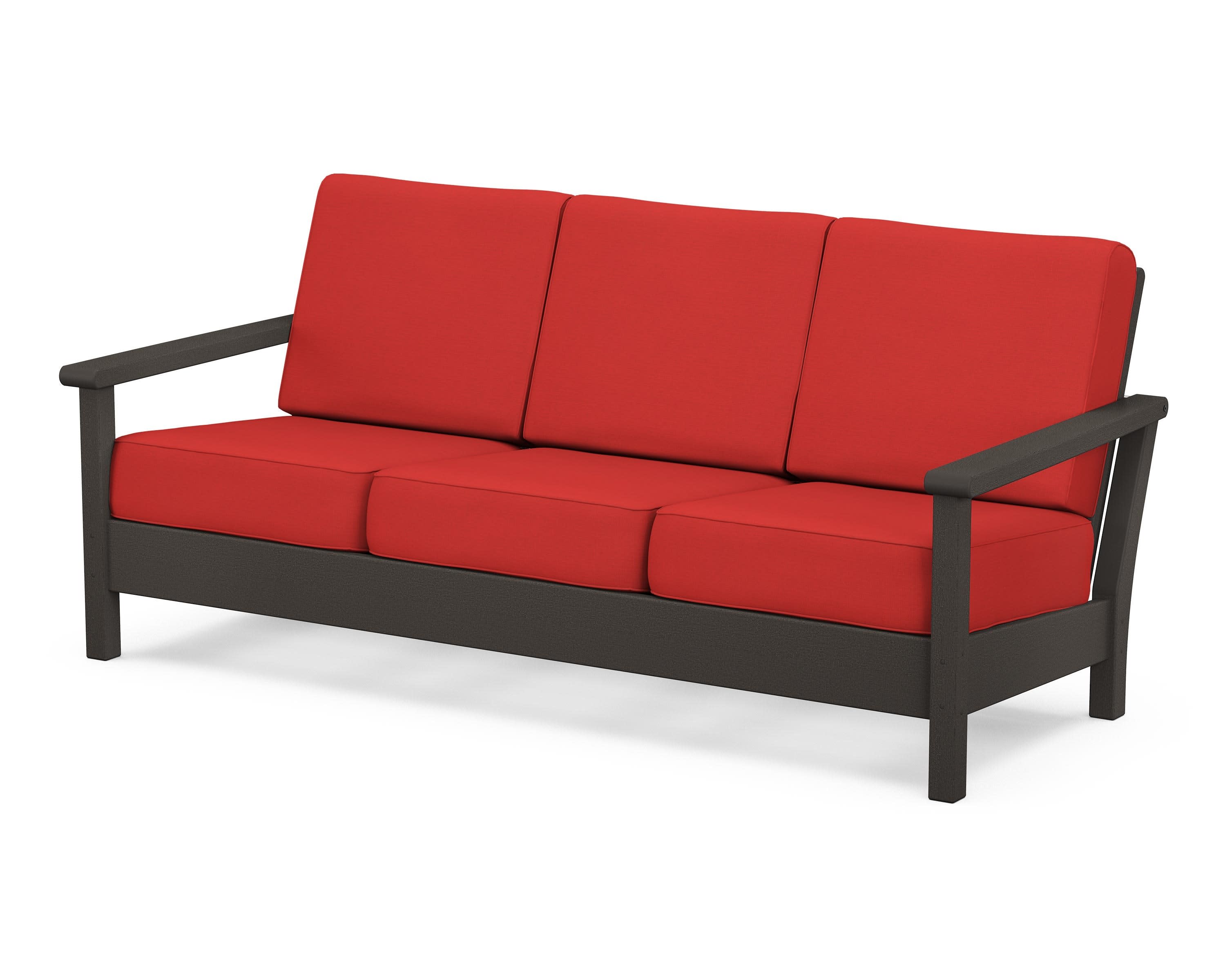 Harbour Deep Seating Sofa in Vintage Coffee / Crimson Linen