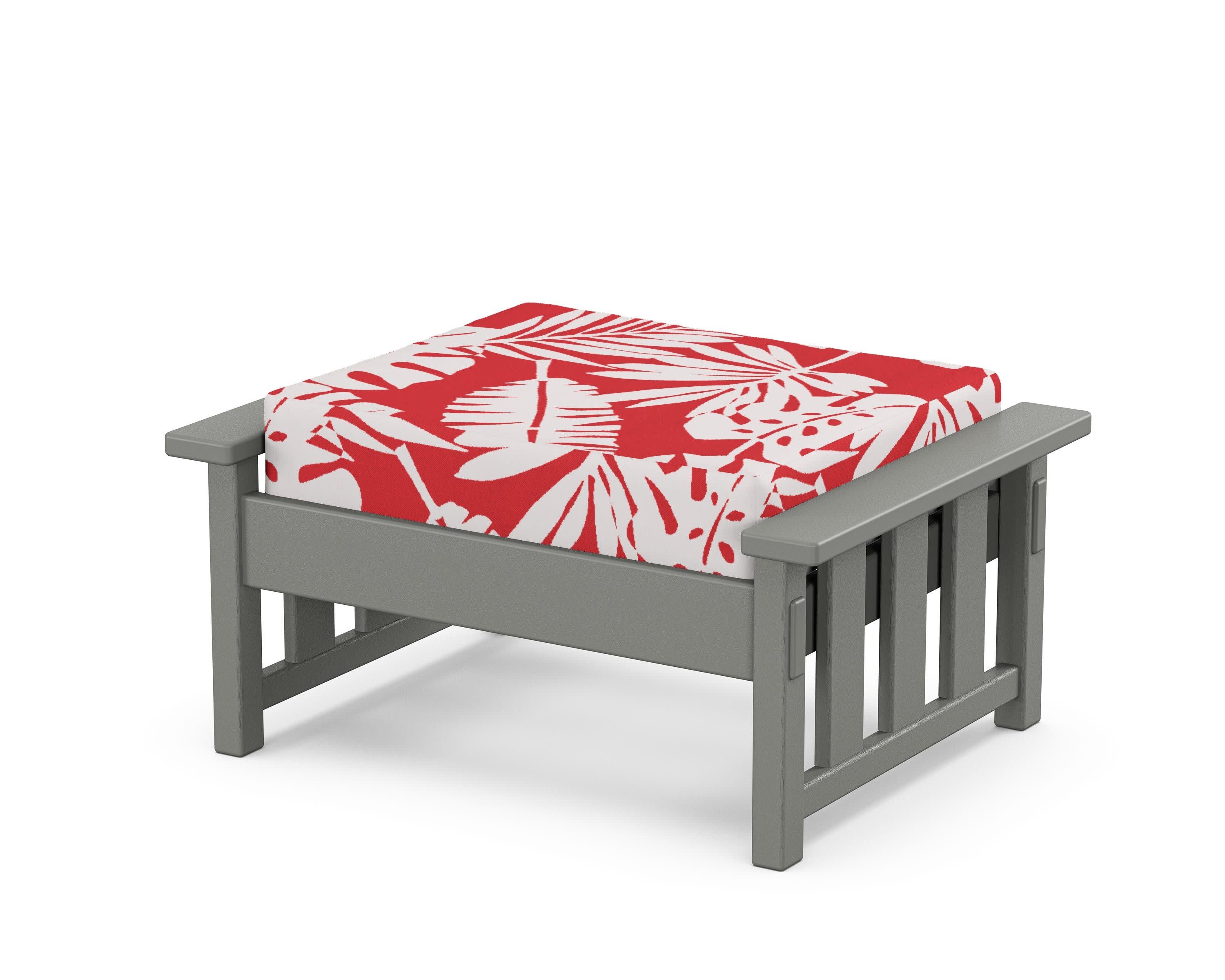 Acadia Deep Seating Ottoman in Slate Grey / Leaf Crimson