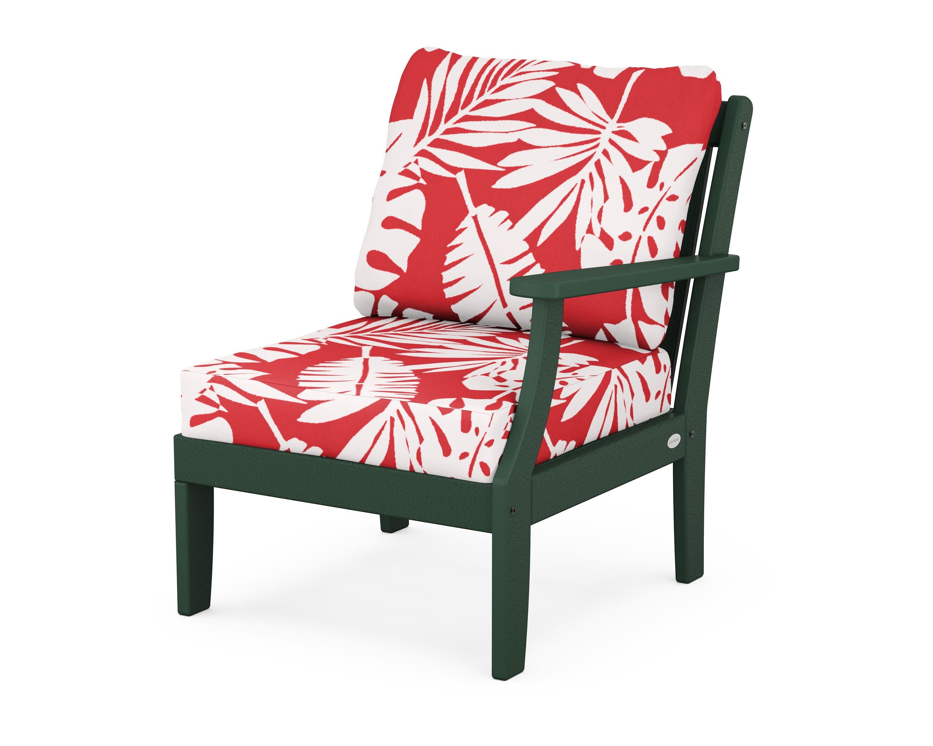 Braxton Modular Right Arm Chair in Green / Leaf Crimson