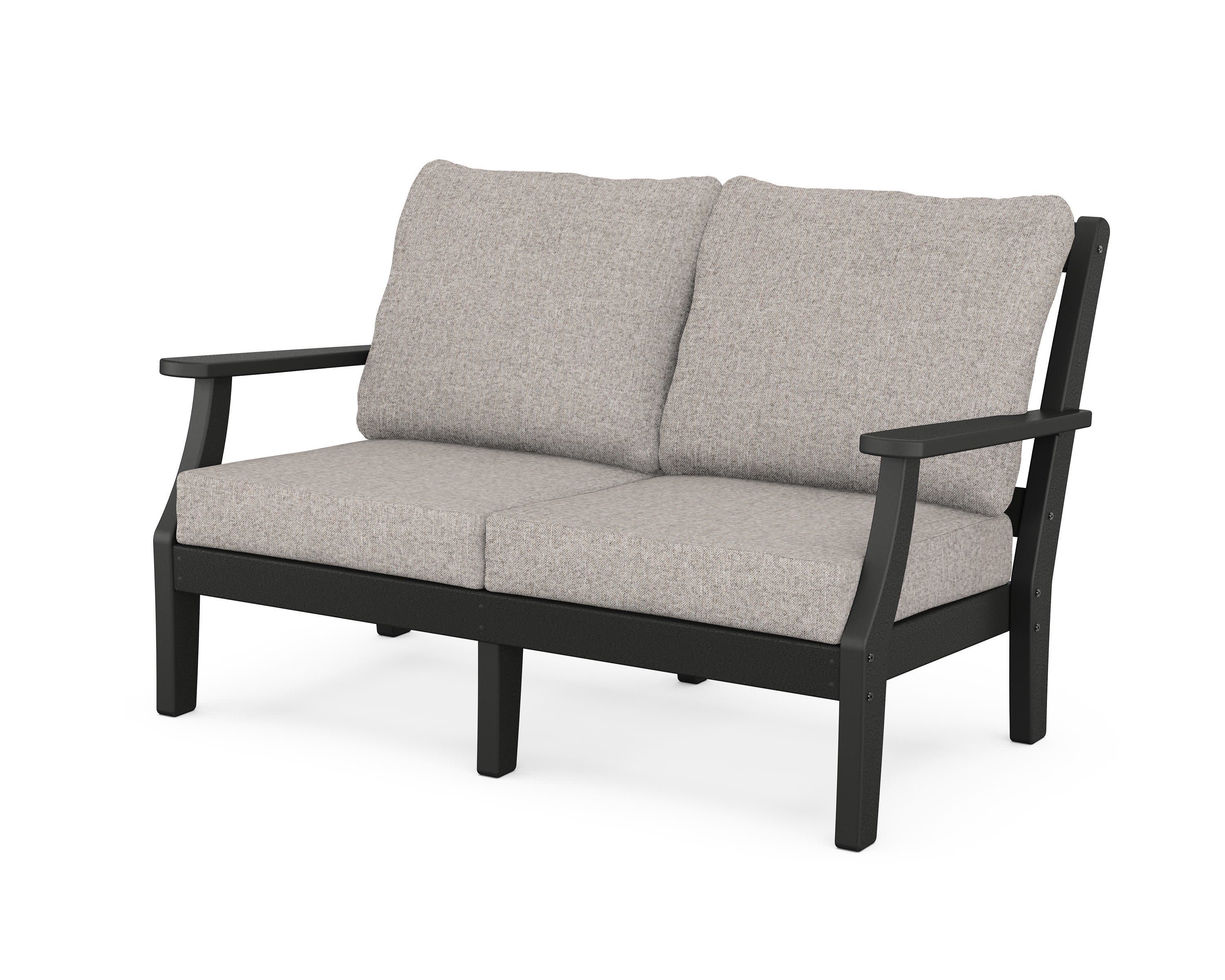 Chinoiserie Deep Seating Loveseat in Black / Weathered Tweed