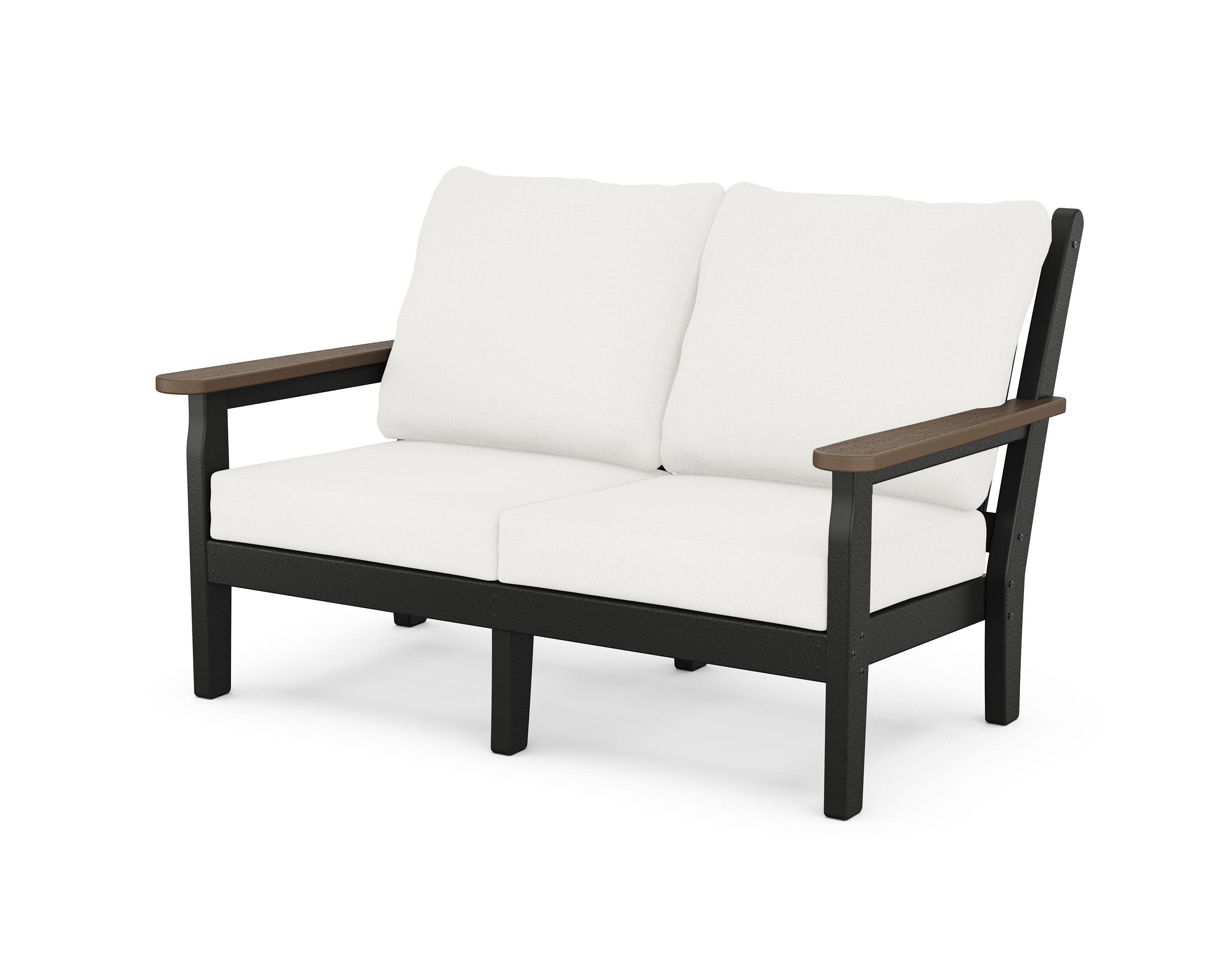 Chippendale Deep Seating Loveseat in Black / Kona / Natural Linen