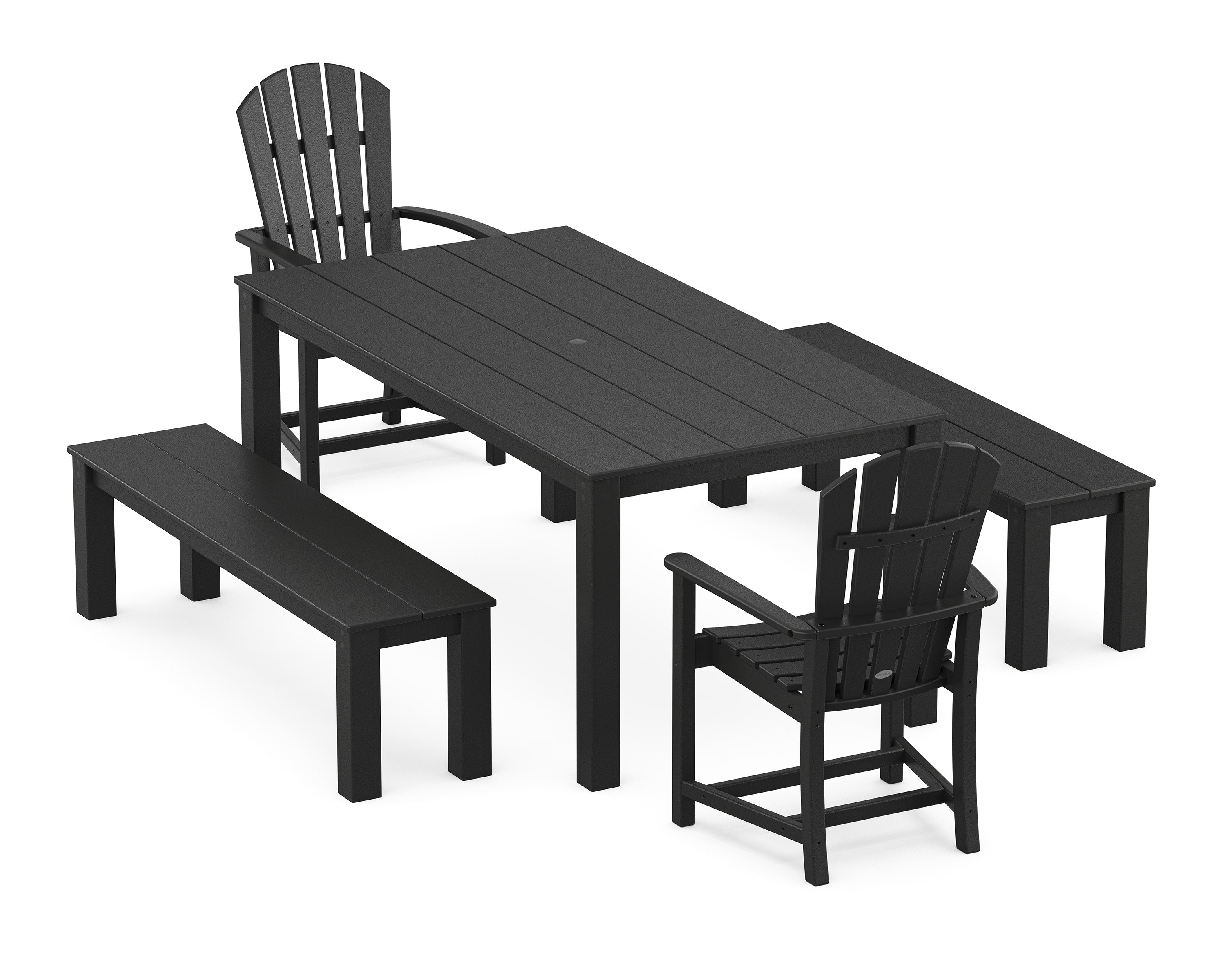 Palm Coast 5-Piece Parsons Dining Set with Benches in Black