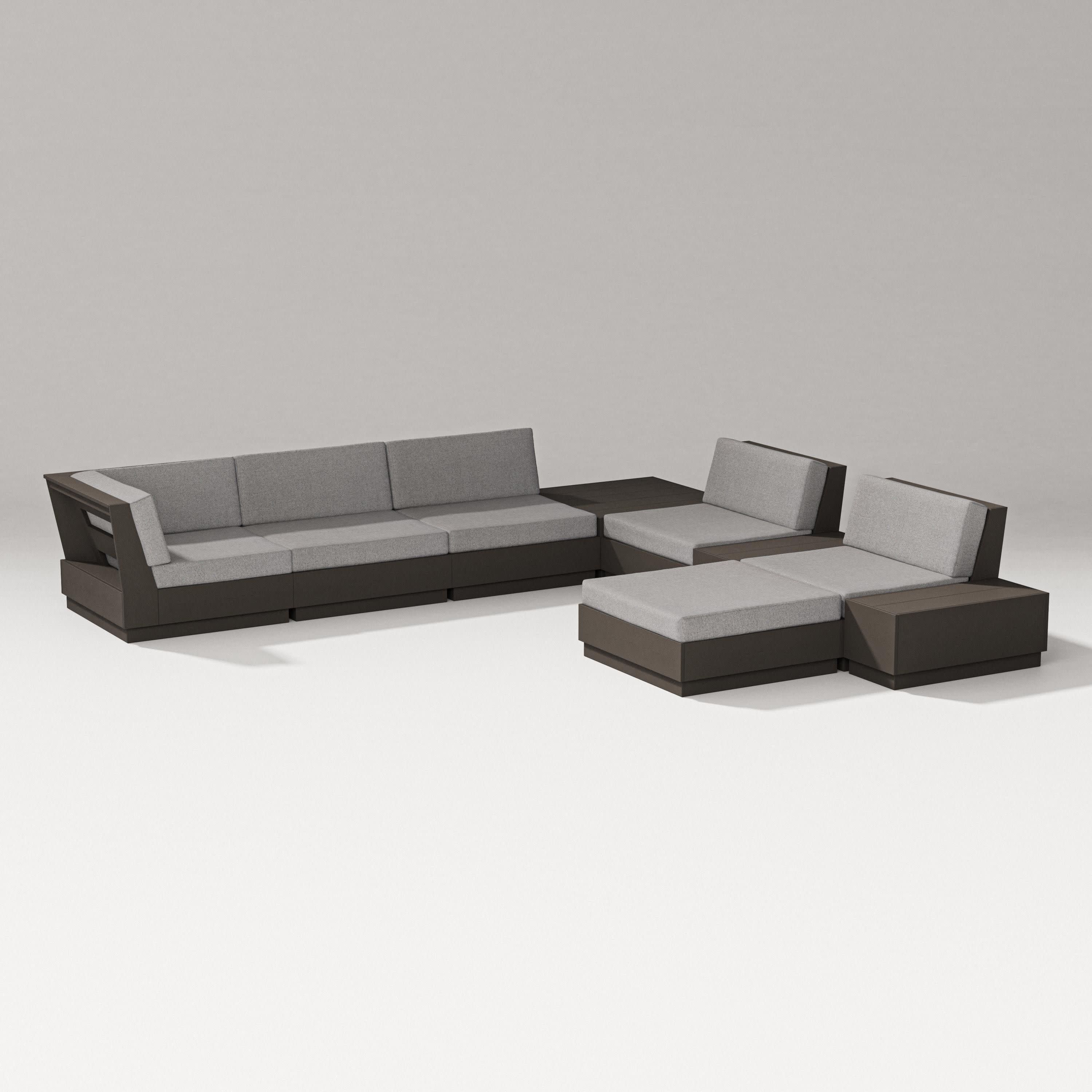 Elevate 9-Piece Conversation Sectional in Vintage Coffee / Grey Mist