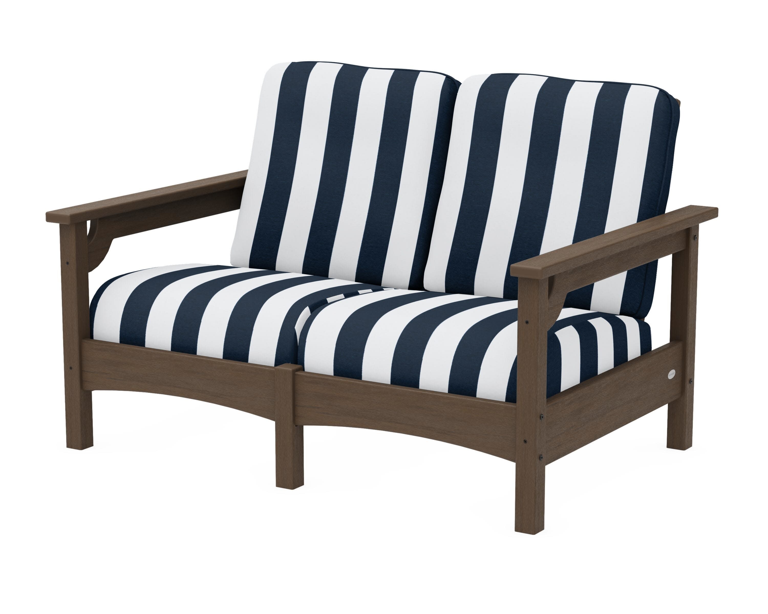 Club Loveseat in Kona / Cabana Stripe Marine Indigo