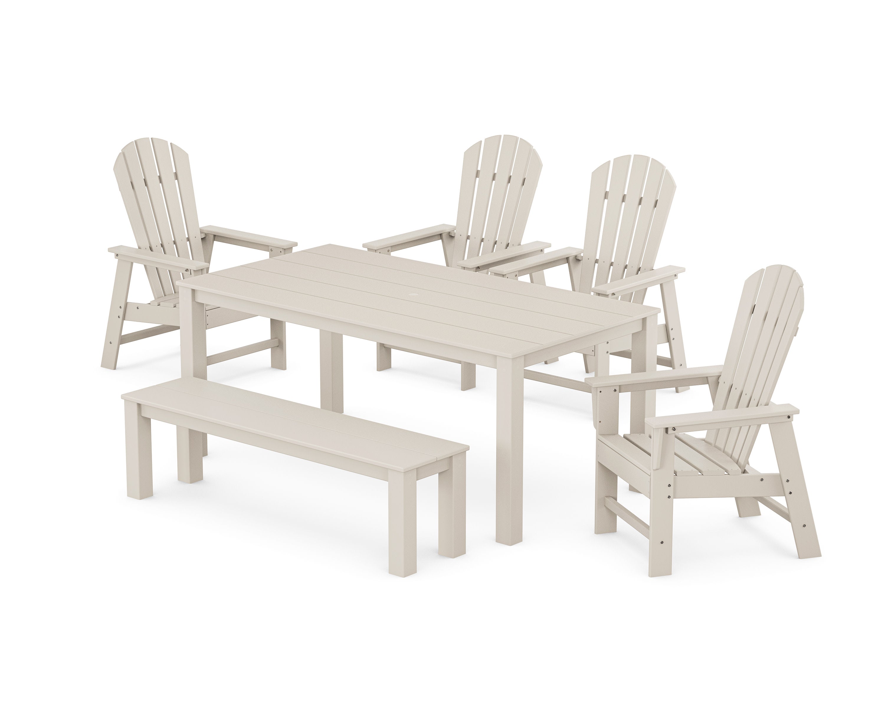 South Beach 6-Piece Parsons Dining Set with Bench in Sand