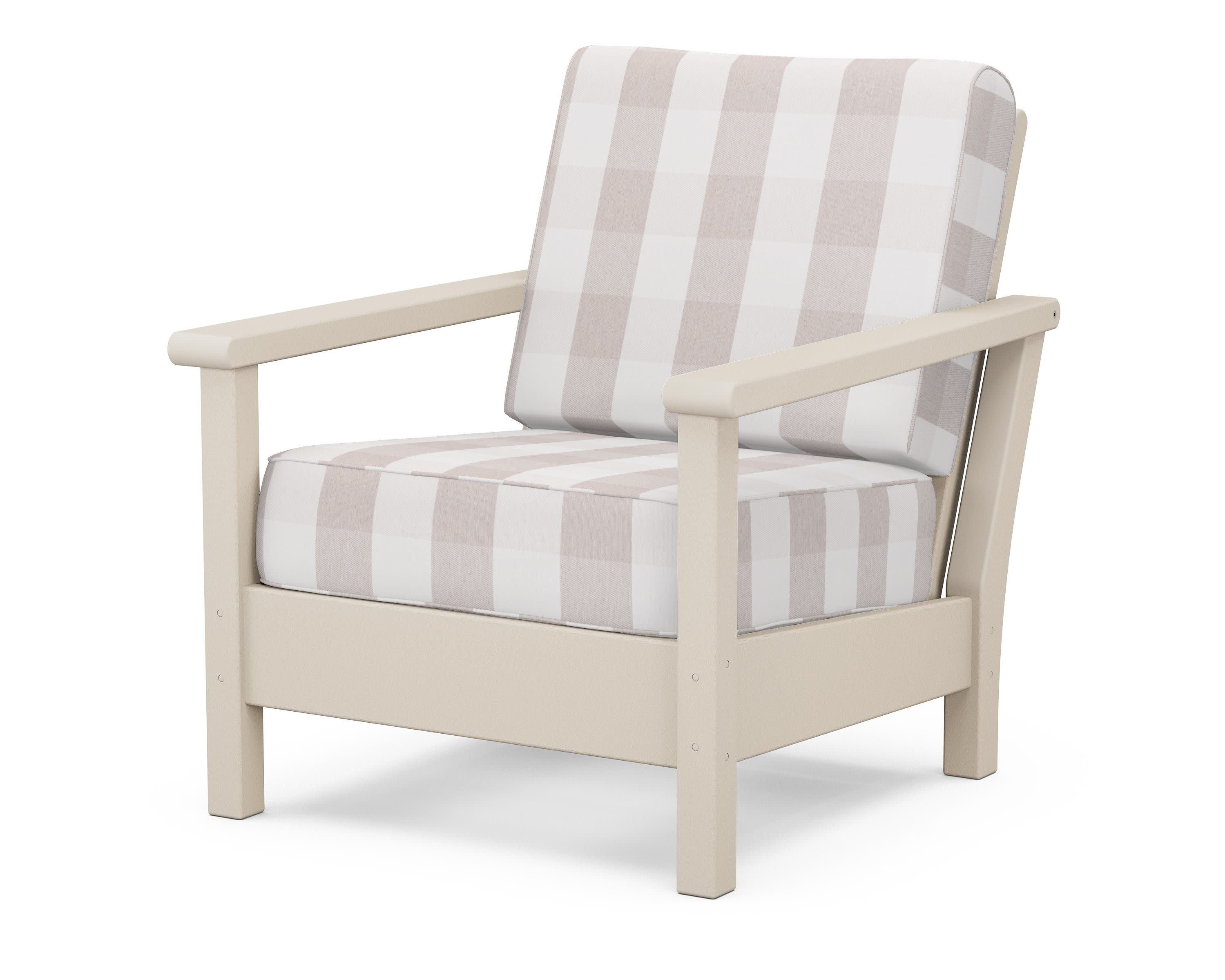 Harbour Deep Seating Chair in Sand / Buffalo Plaid Dune Burlap