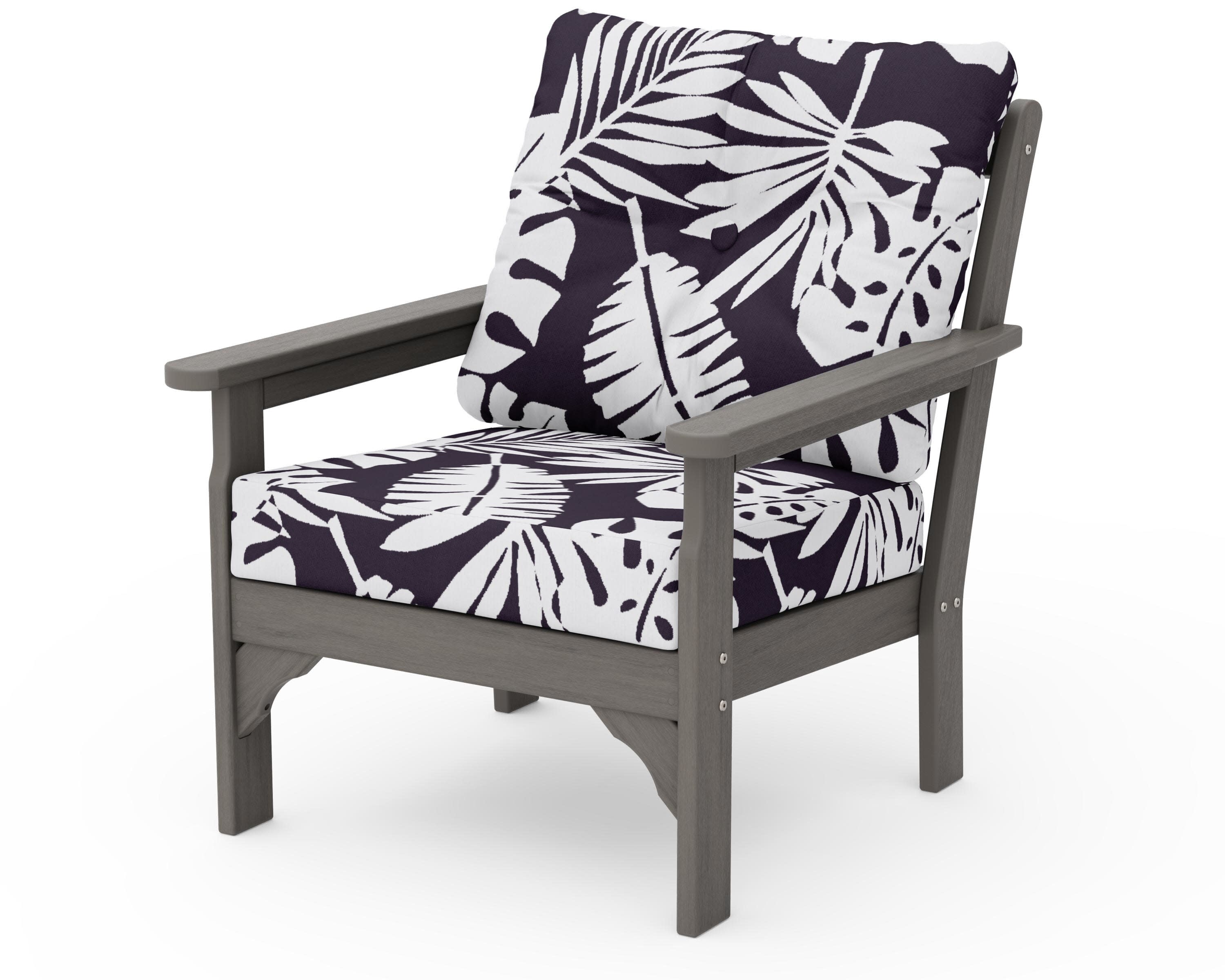Vineyard Deep Seating Chair in Driftwood / Leaf Navy