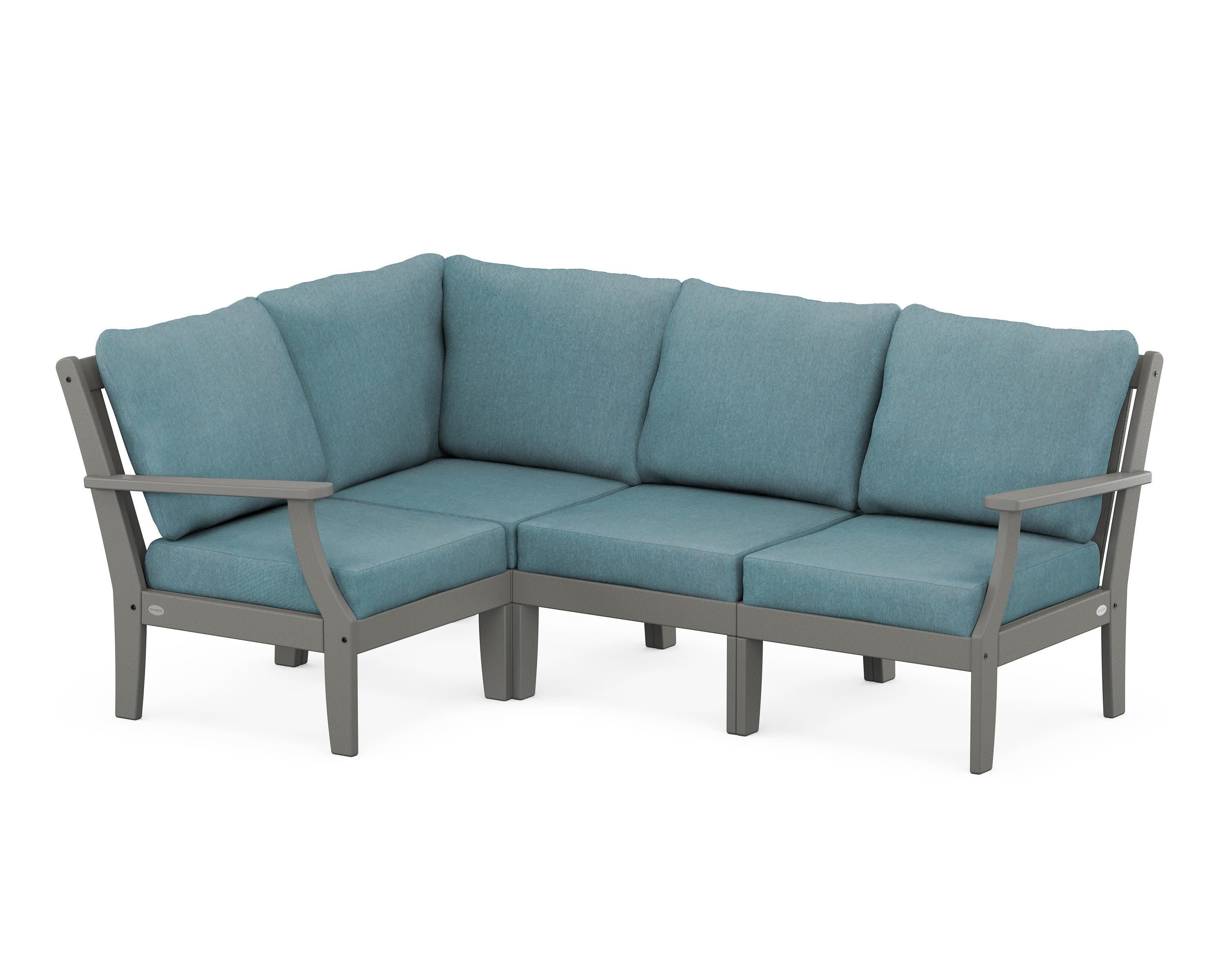 Braxton Modular 4-Piece Deep Seating Set in Slate Grey / Ocean Teal