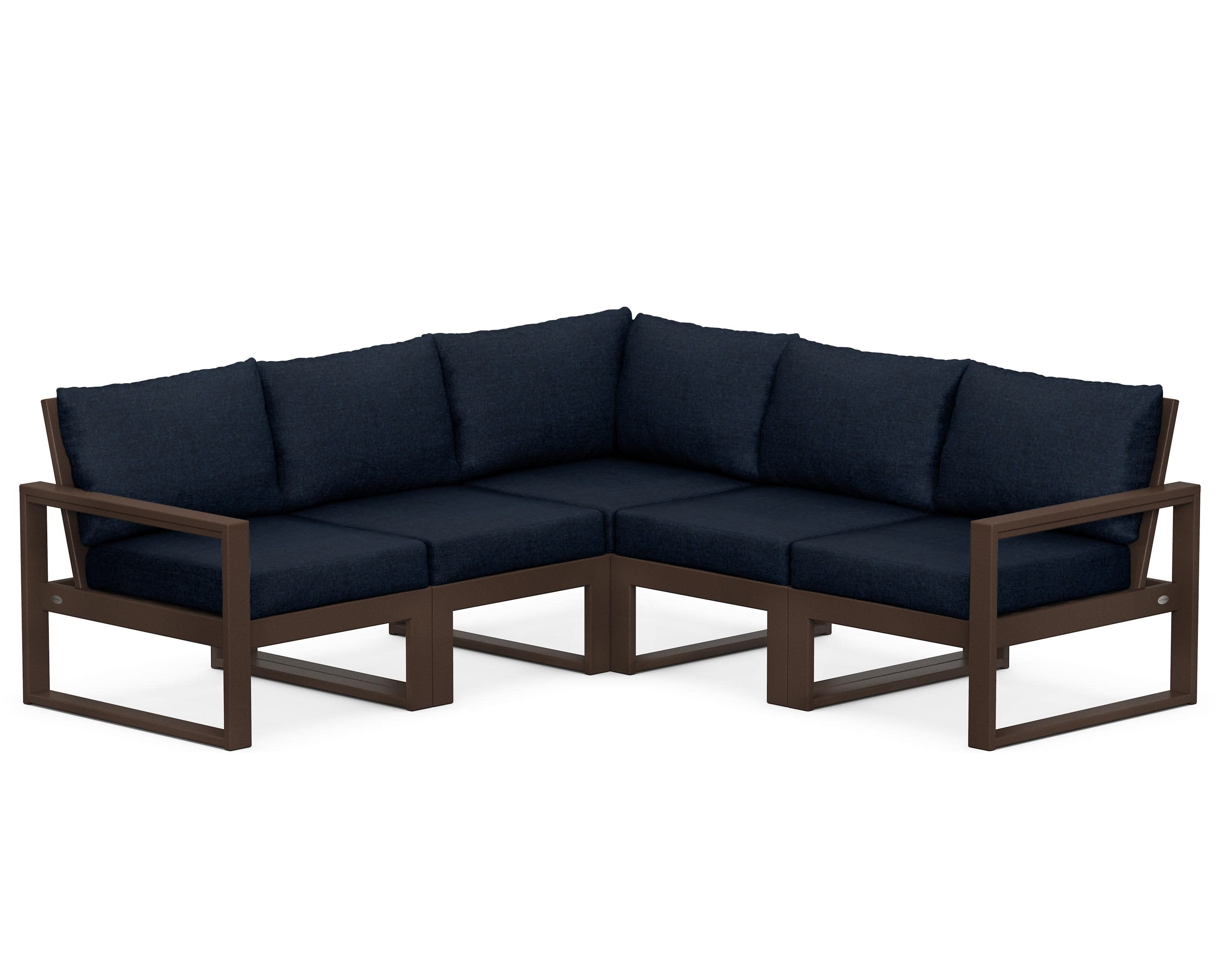 EDGE 5-Piece Modular Deep Seating Set in Mahogany / Marine Indigo