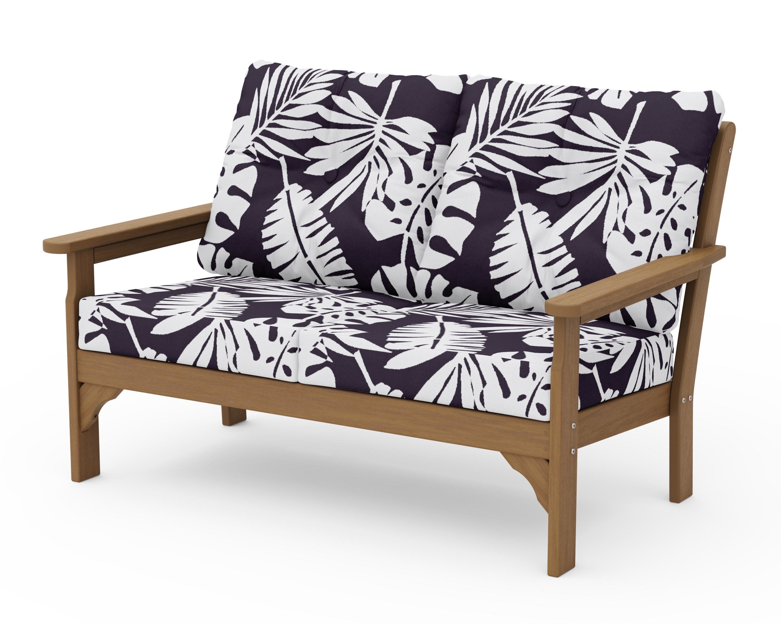 Vineyard Deep Seating Loveseat in Natural / Leaf Navy