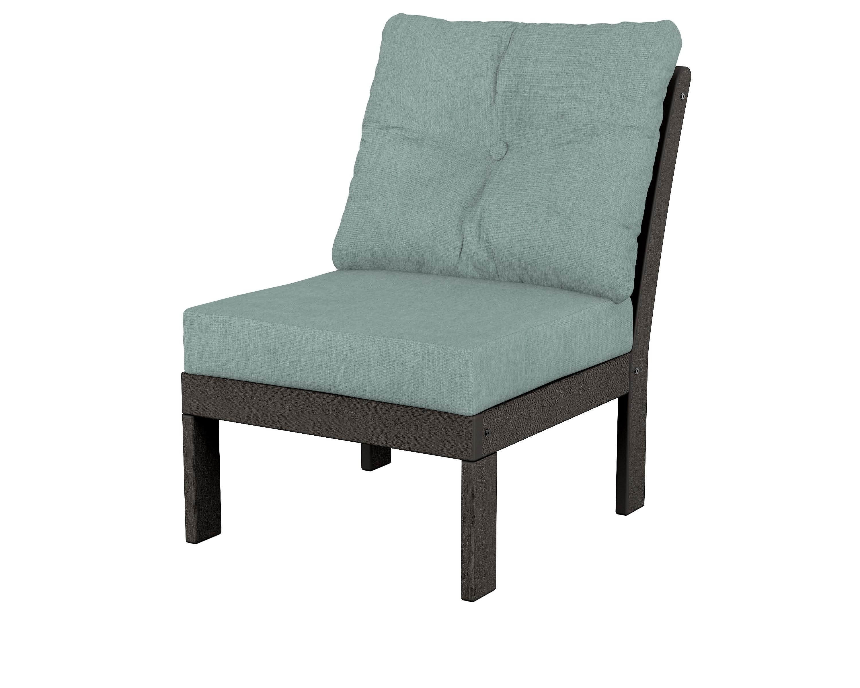 Vineyard Modular Armless Chair in Vintage Coffee / Glacier Spa