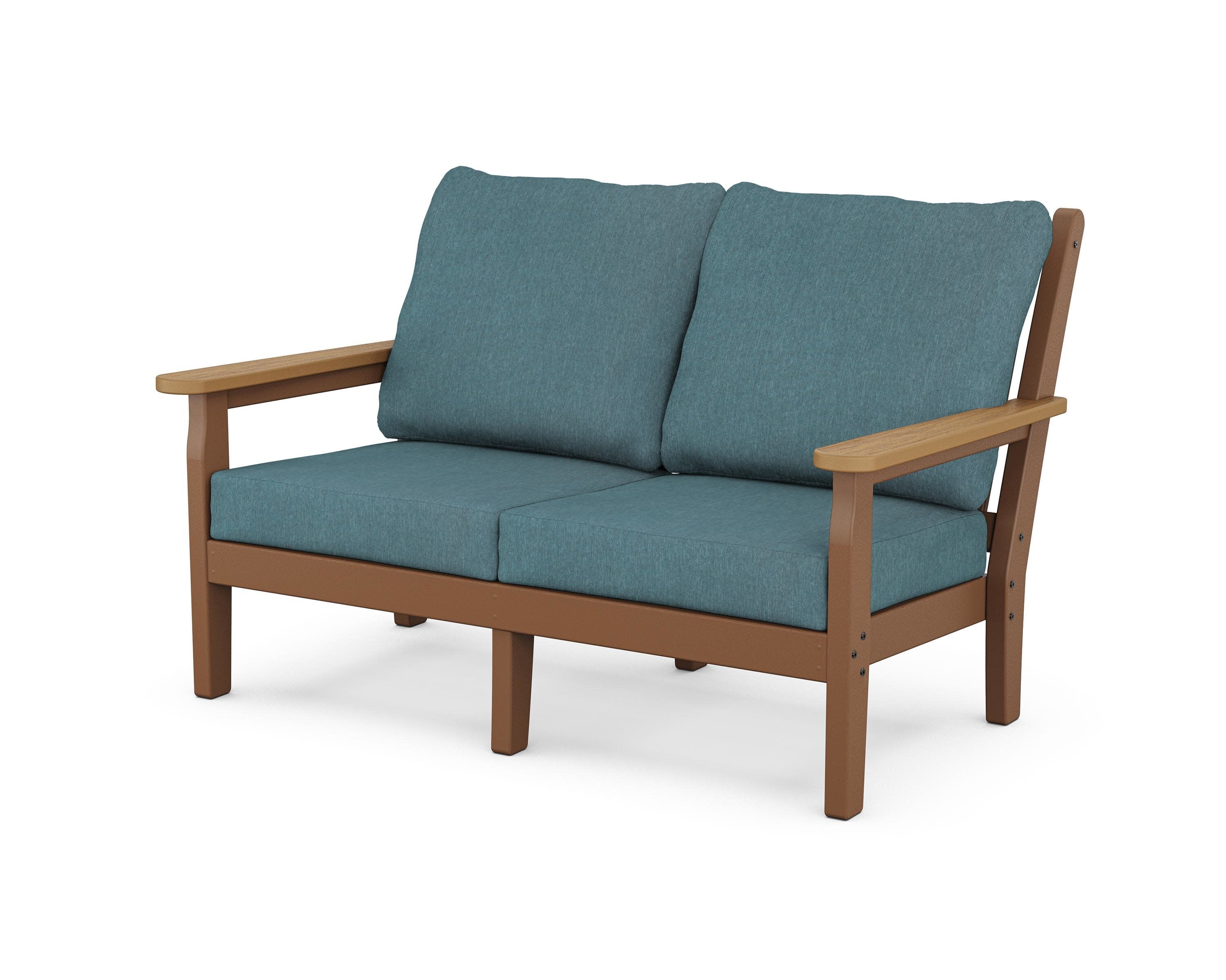 Chippendale Deep Seating Loveseat in Teak / Natural / Ocean Teal
