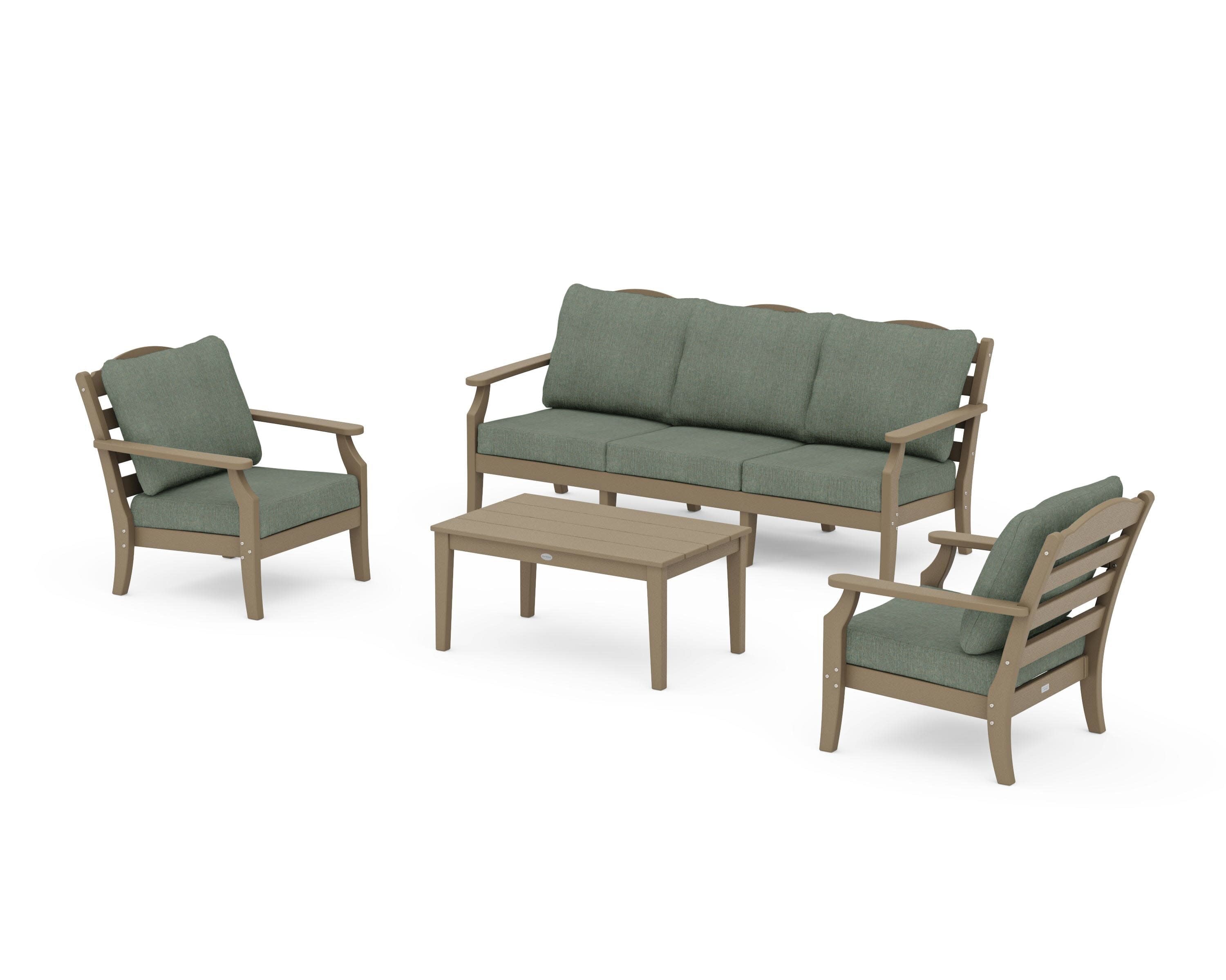 Savannah 4-Piece Deep Seating Set with Sofa in Vintage Sahara / Cast Sage