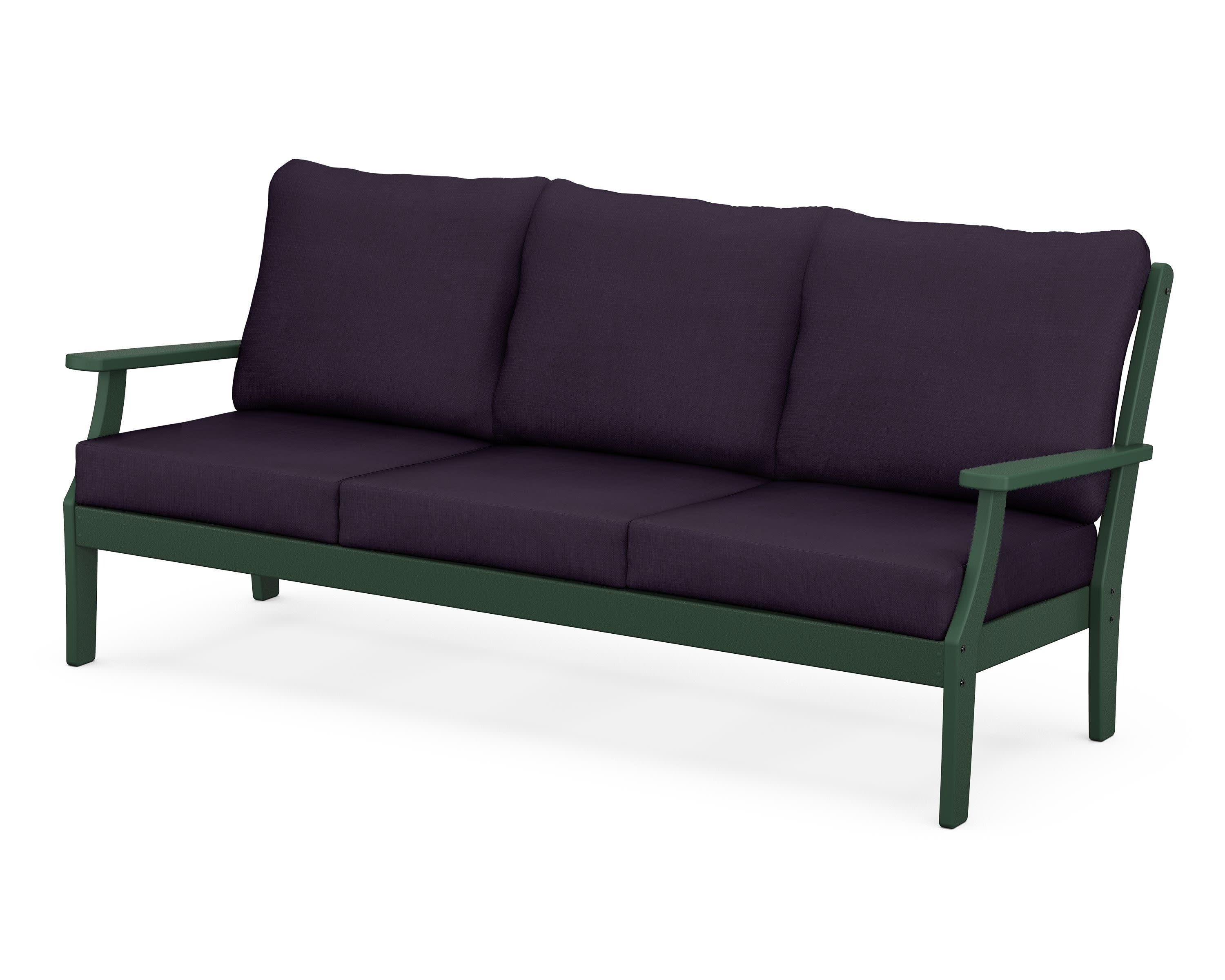 Braxton Deep Seating Sofa in Green / Navy Linen