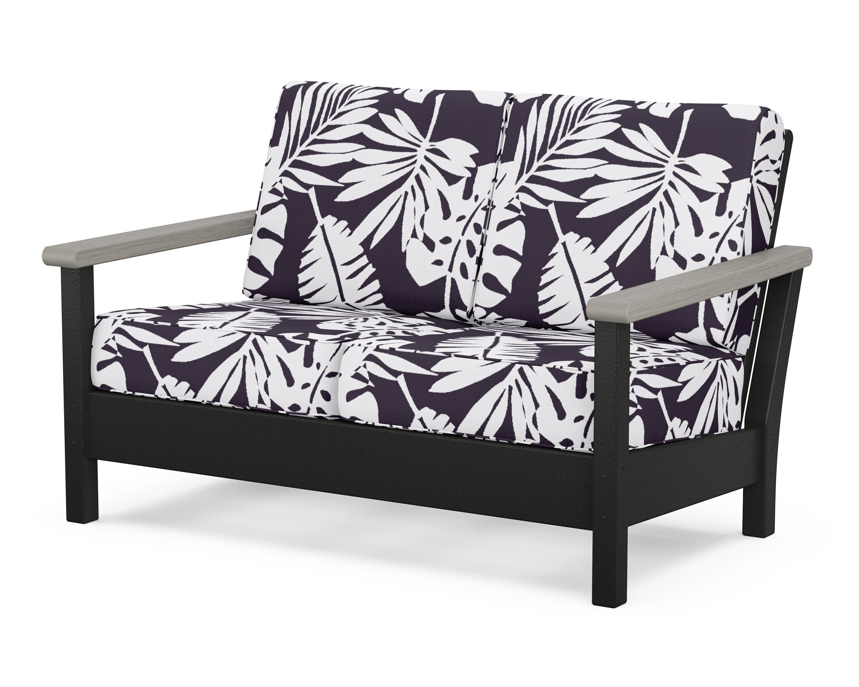Harbour Deep Seating Loveseat in Black / Driftwood / Leaf Navy