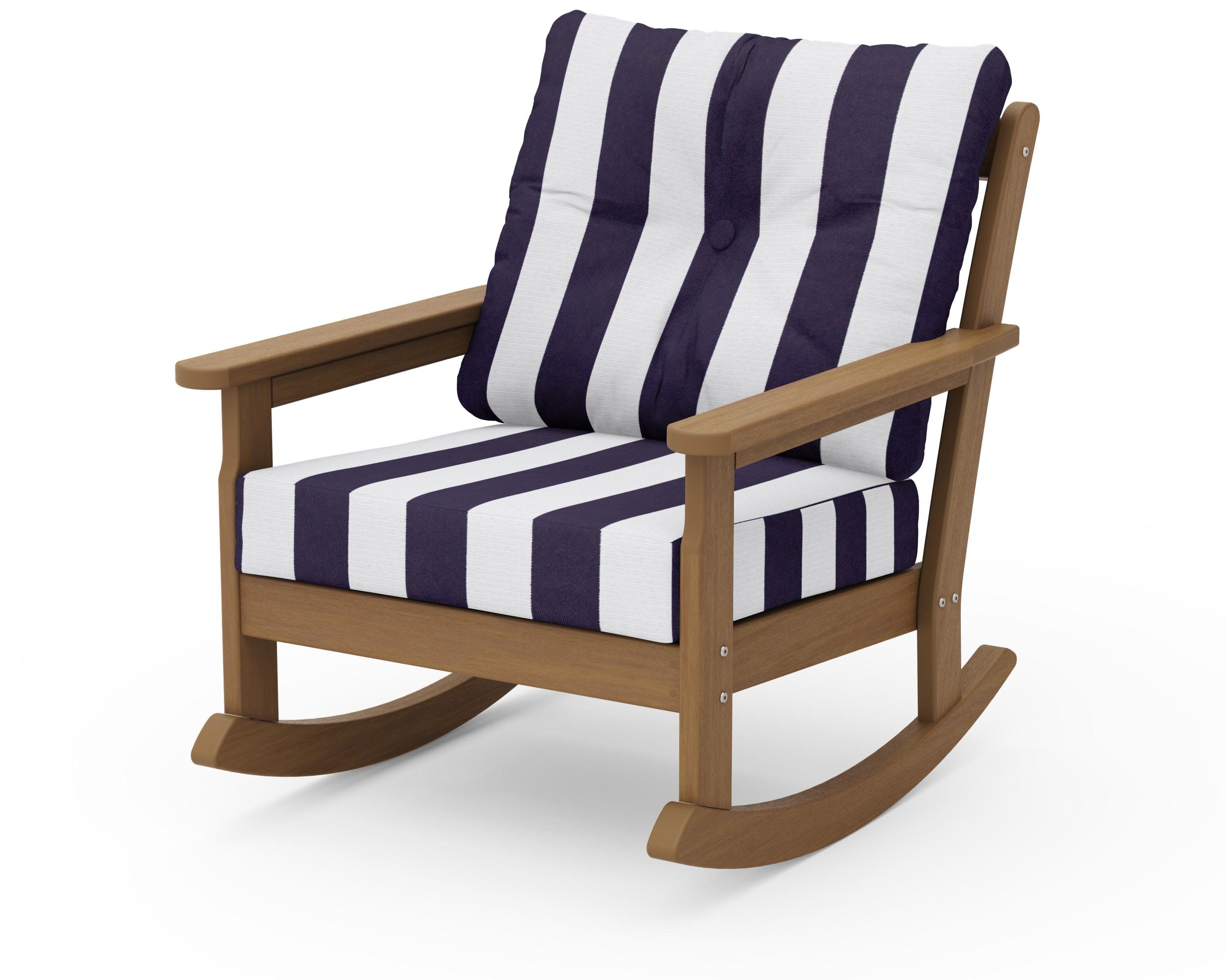 Vineyard Deep Seating Rocking Chair in Natural / Cabana Stripe Navy