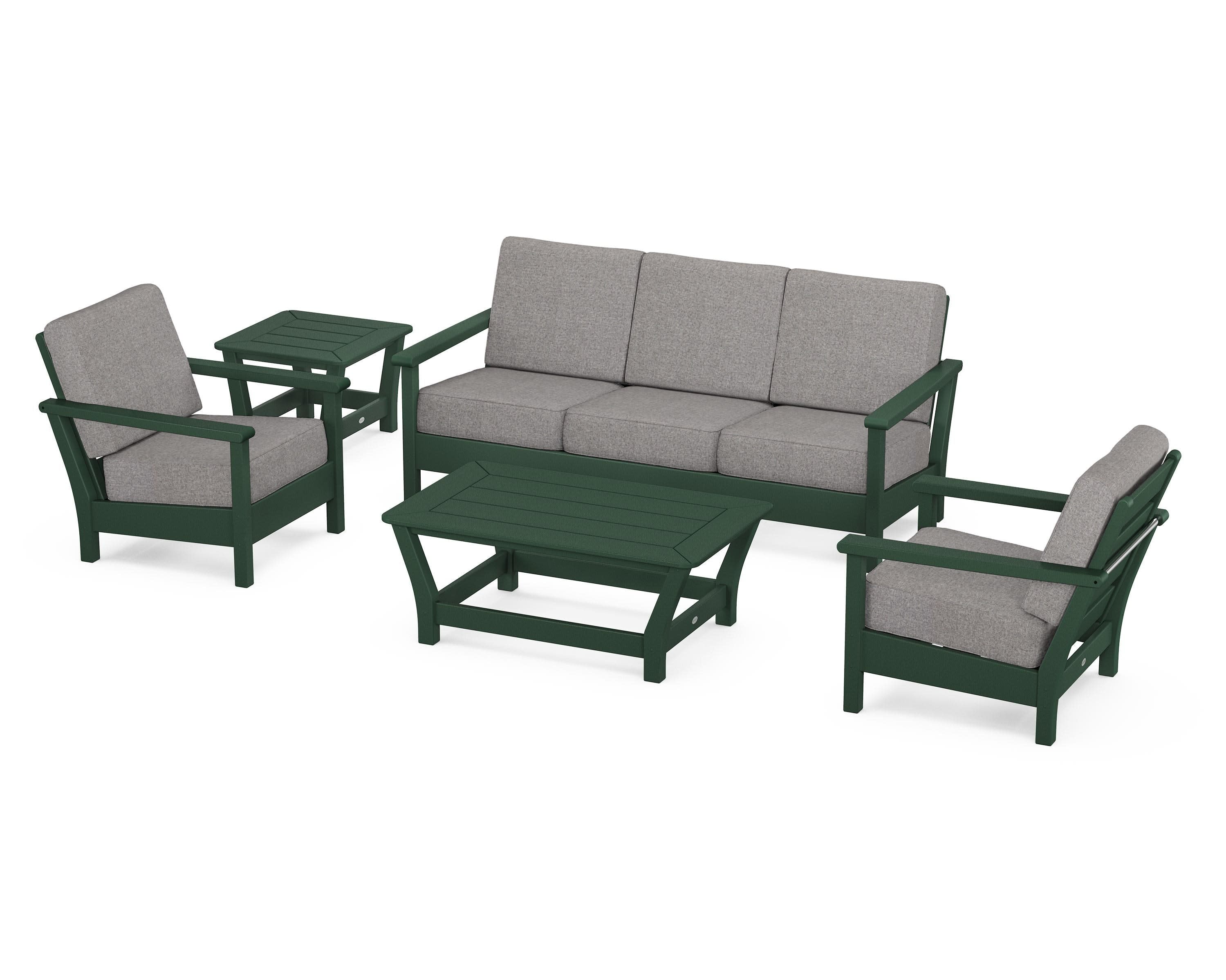 Harbour 5-Piece Deep Seating Set in Green / Grey Mist