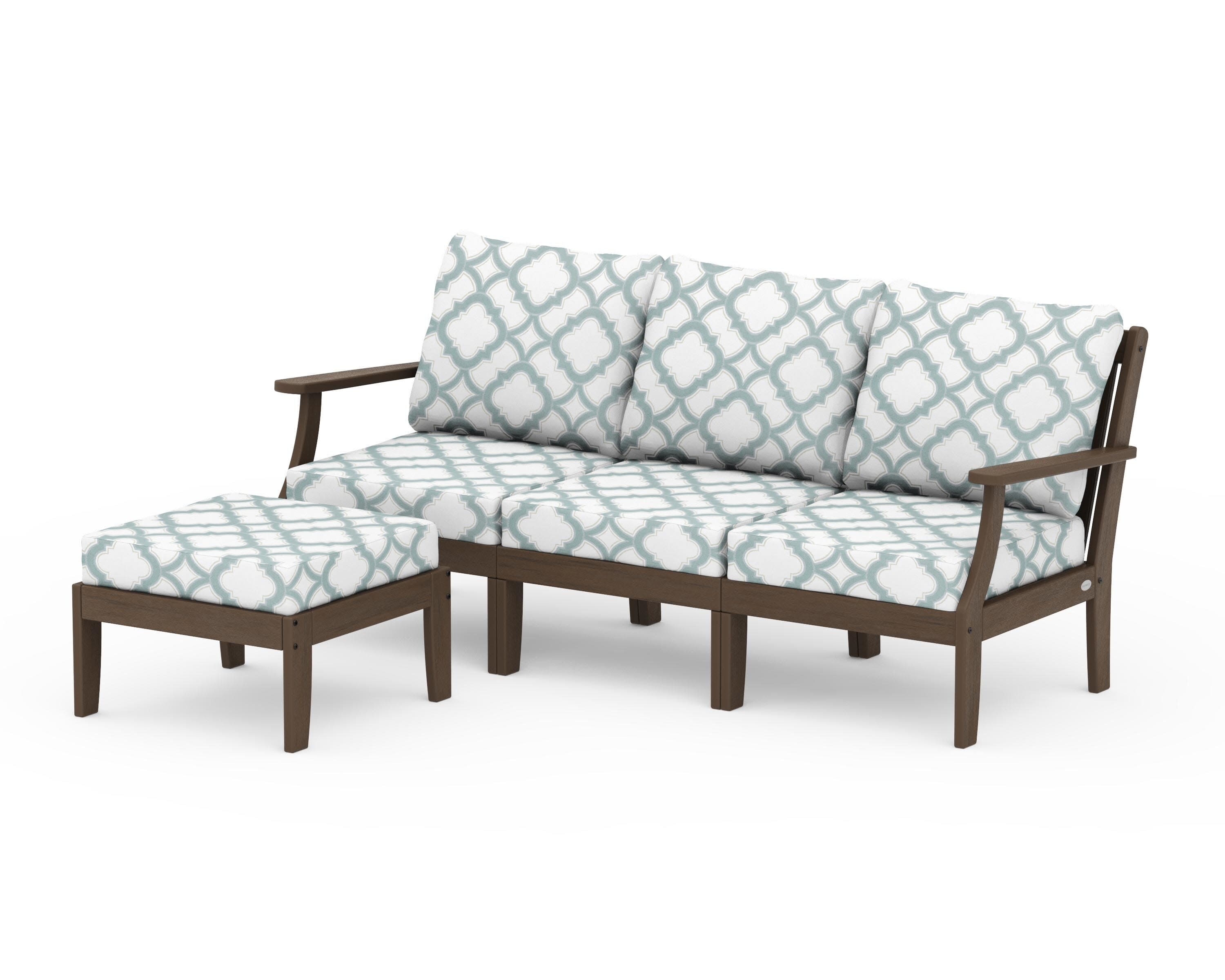 Braxton Modular 4-Piece Deep Seating Set with Ottoman in Kona / Trellis Glacier Spa