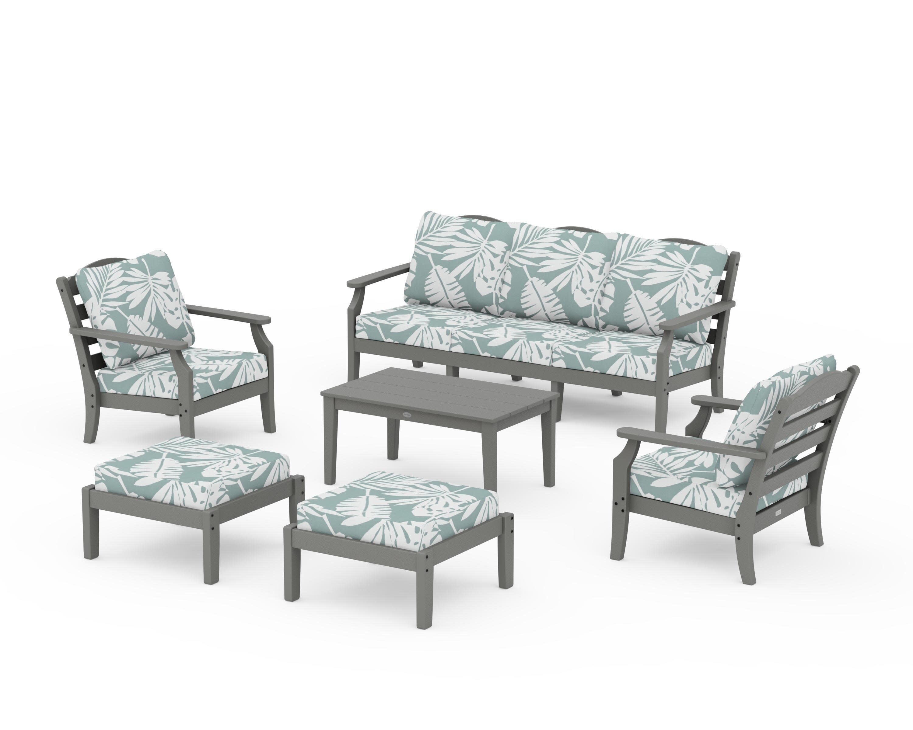 Savannah 6-Piece Lounge Sofa Set in Slate Grey / Leaf Glacier Spa